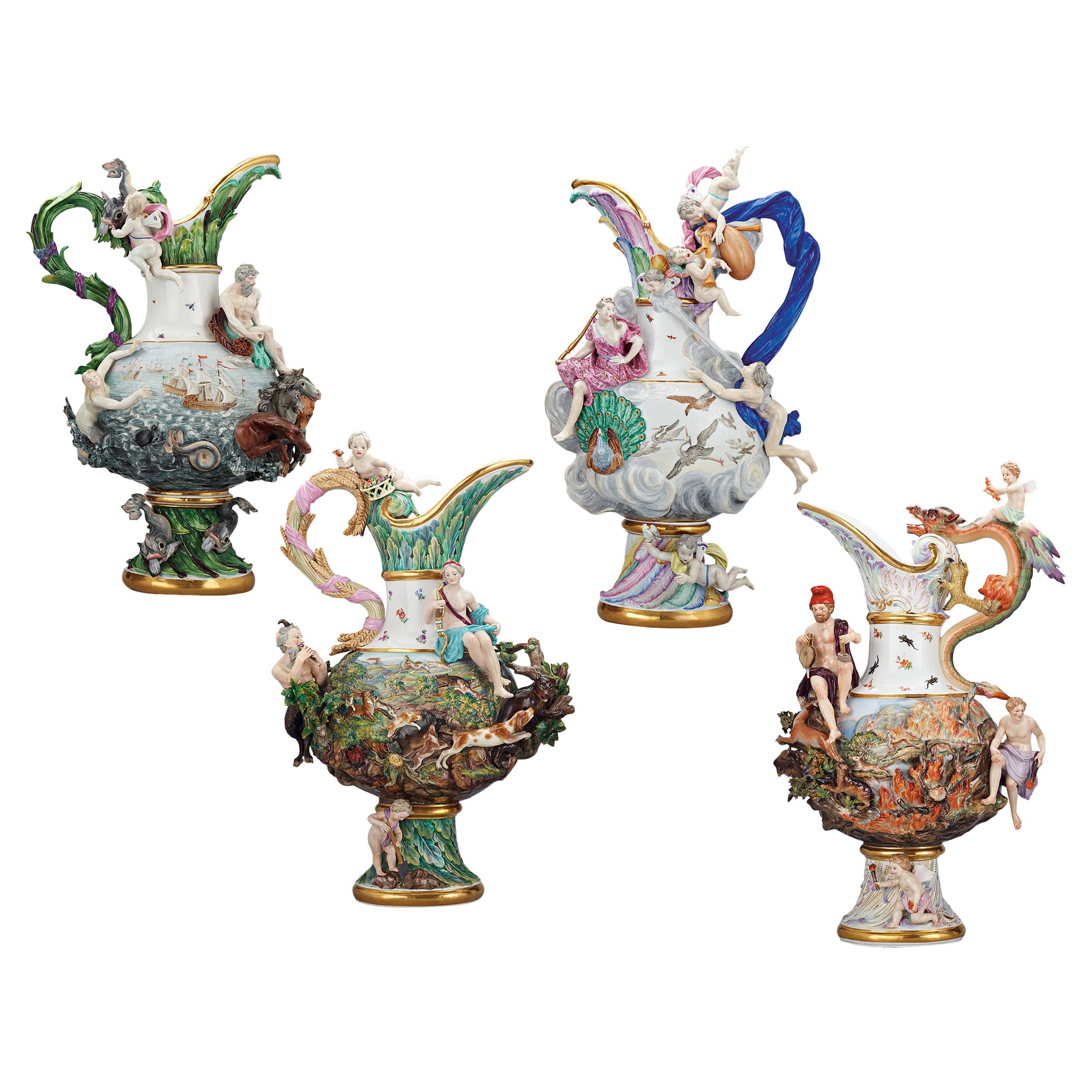 Four Elements Porcelain Ewers by Meissen