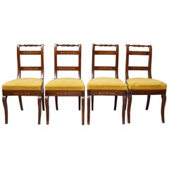 Four Empire Style Wooden Chairs, Italian, 1830s