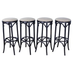 Antique Four English Bent Wood Bar Stools