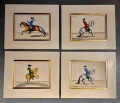 Four Engravings of Horse Riders L' Aimable, Le Joli, Le Sanspareil, Le Poupon
