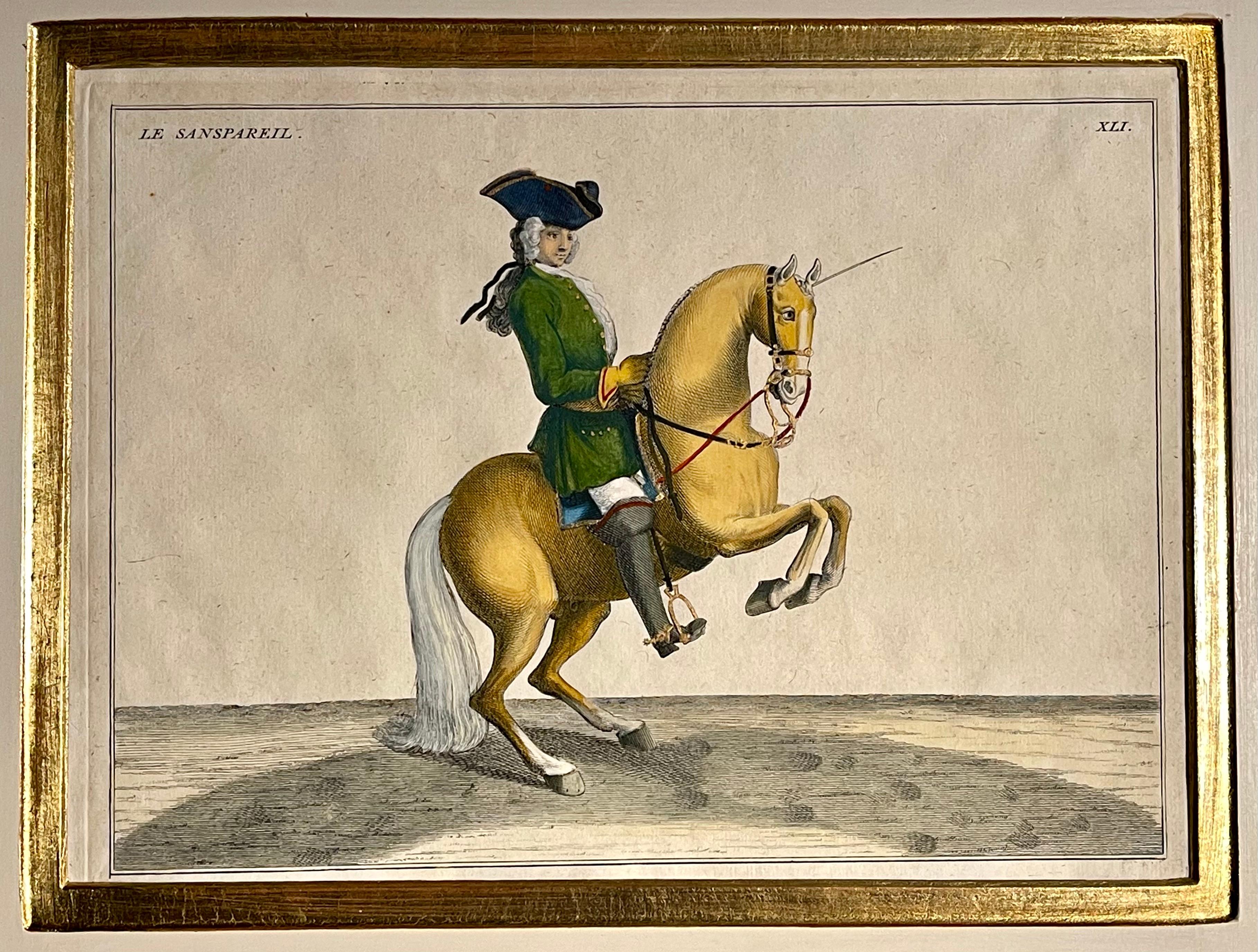Four Engravings of Horse Riders L' Aimable, Le Joli, Le Sanspareil, Le Poupon In Good Condition In Stamford, CT