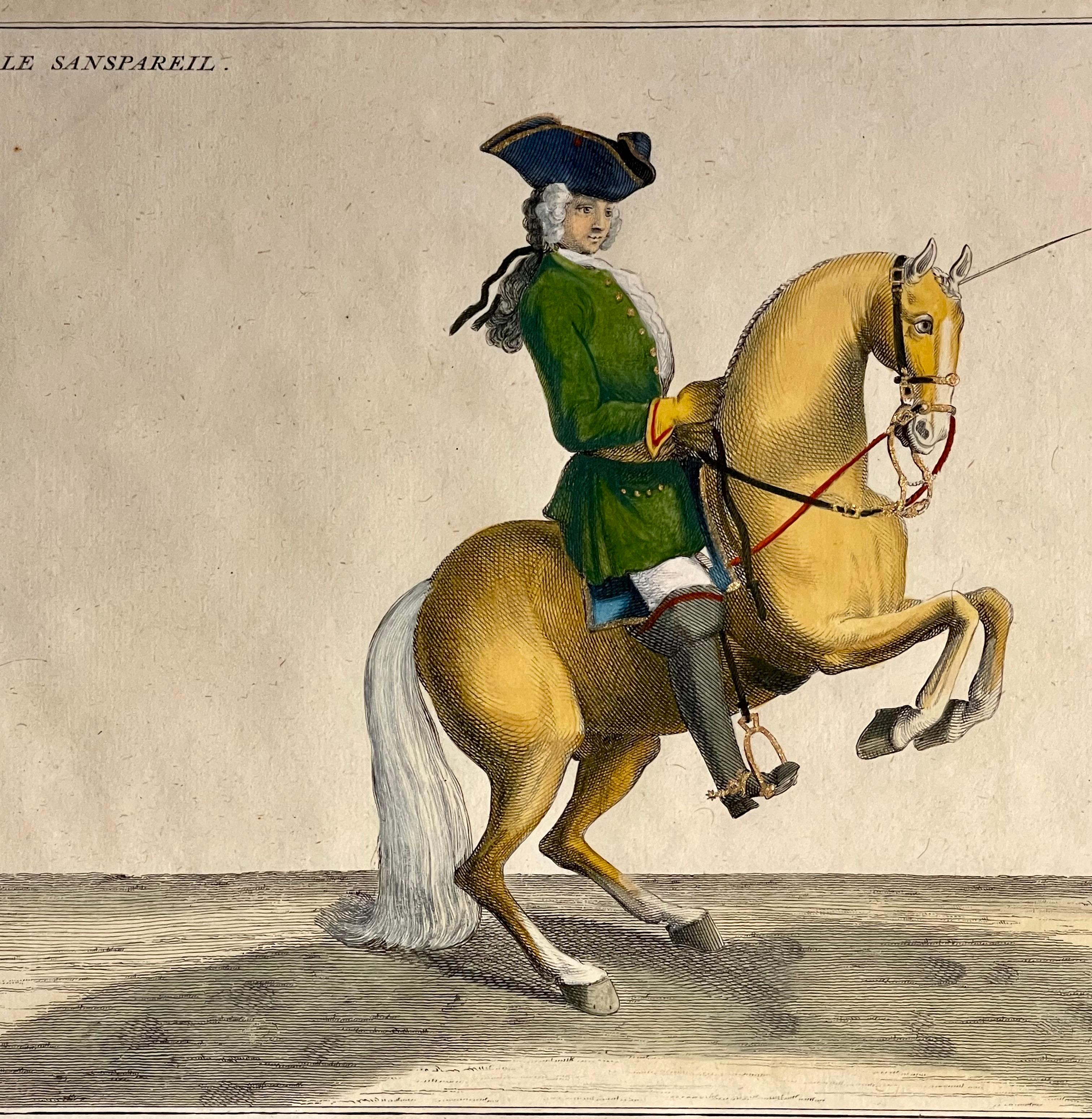20th Century Four Engravings of Horse Riders L' Aimable, Le Joli, Le Sanspareil, Le Poupon