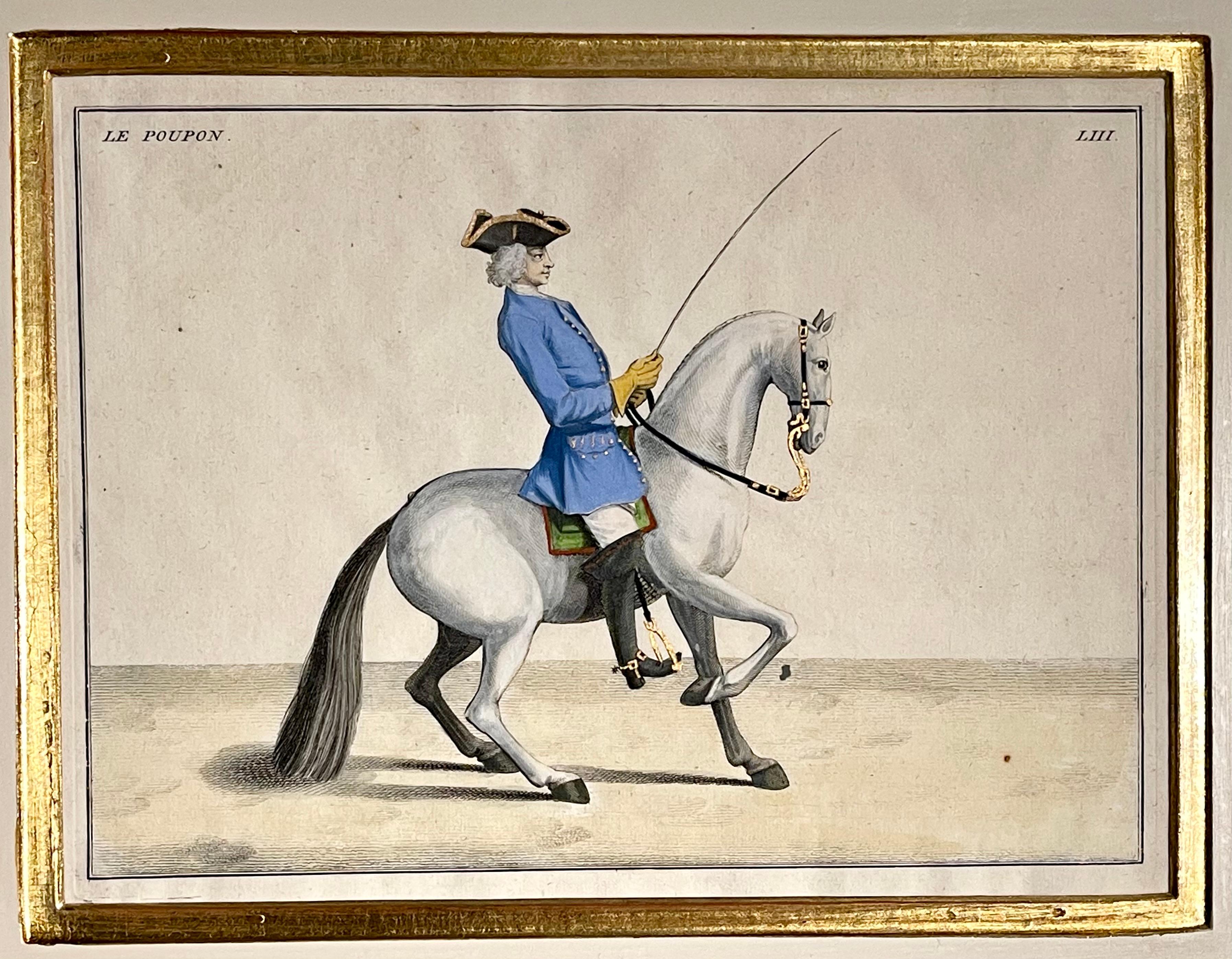 Paper Four Engravings of Horse Riders L' Aimable, Le Joli, Le Sanspareil, Le Poupon