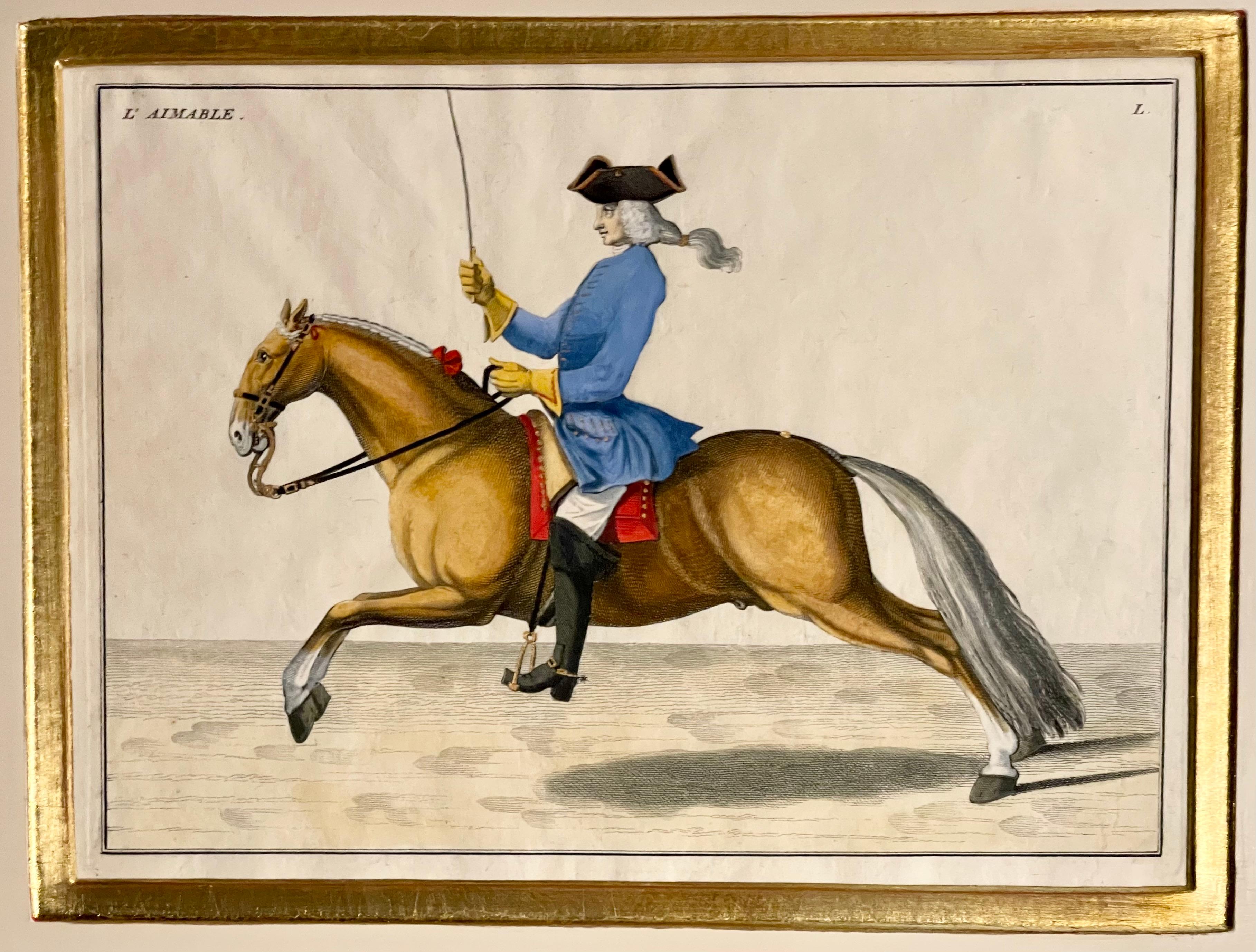Four Engravings of Horse Riders L' Aimable, Le Joli, Le Sanspareil, Le Poupon 2