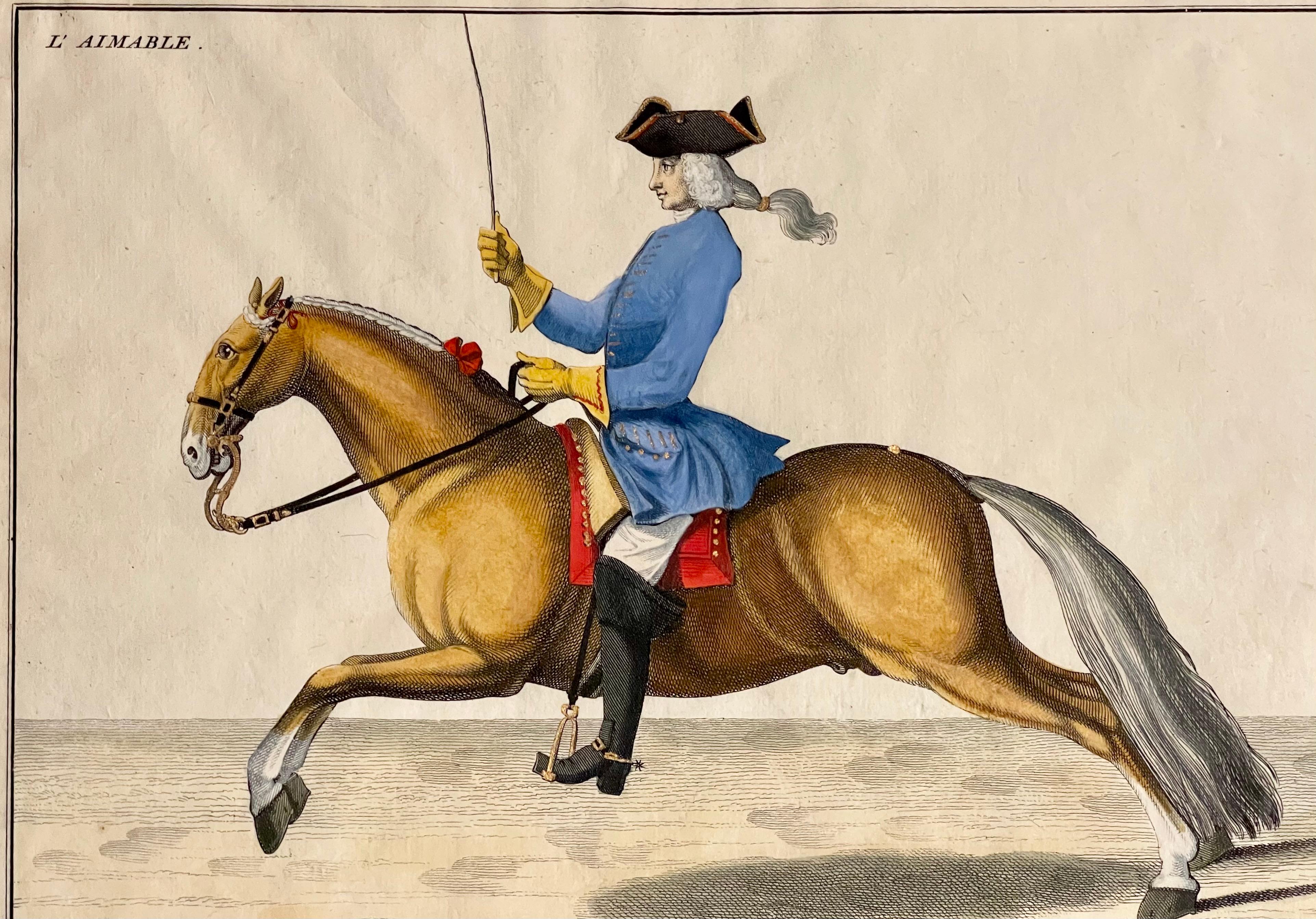 Four Engravings of Horse Riders L' Aimable, Le Joli, Le Sanspareil, Le Poupon 3