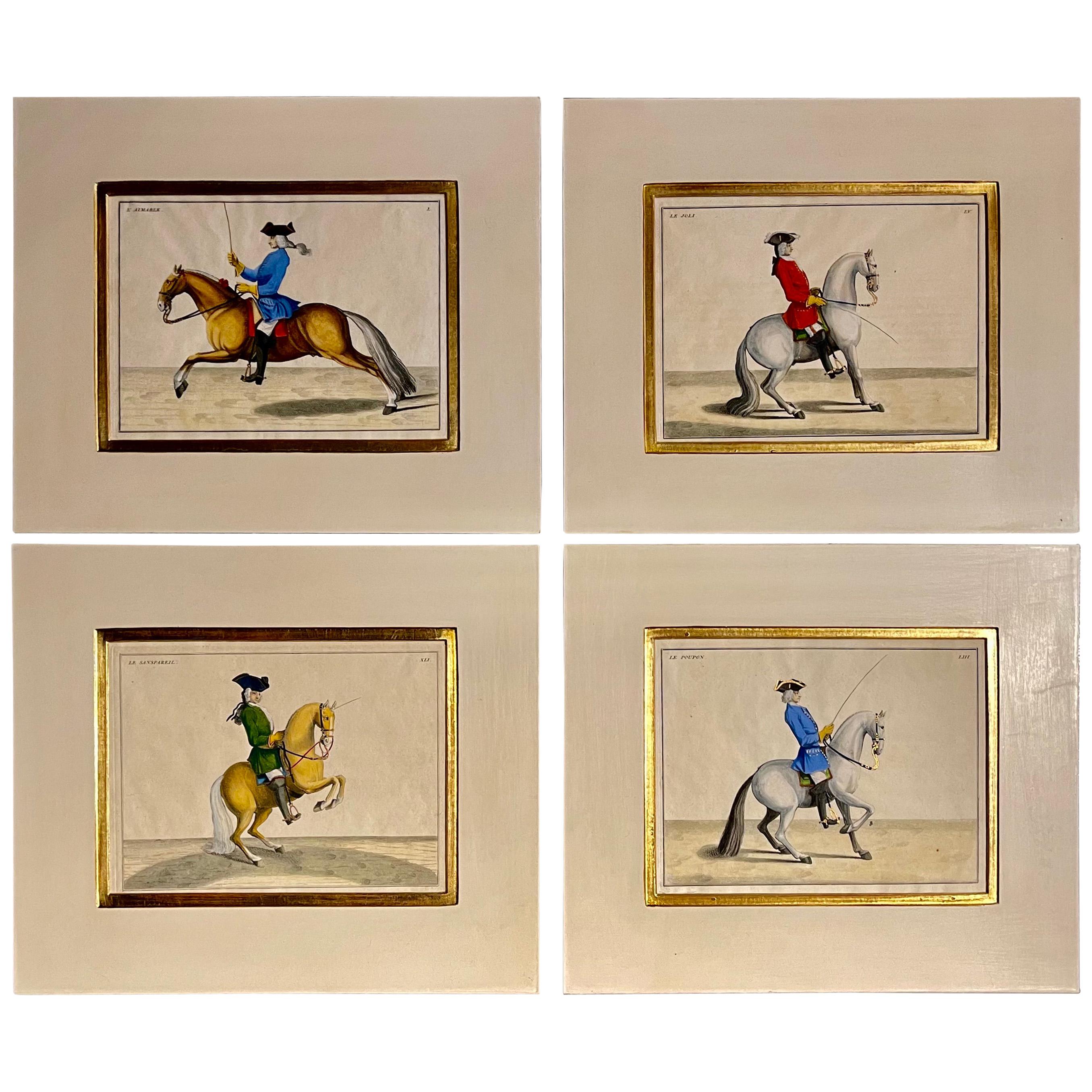 Four Engravings of Horse Riders L' Aimable, Le Joli, Le Sanspareil, Le Poupon
