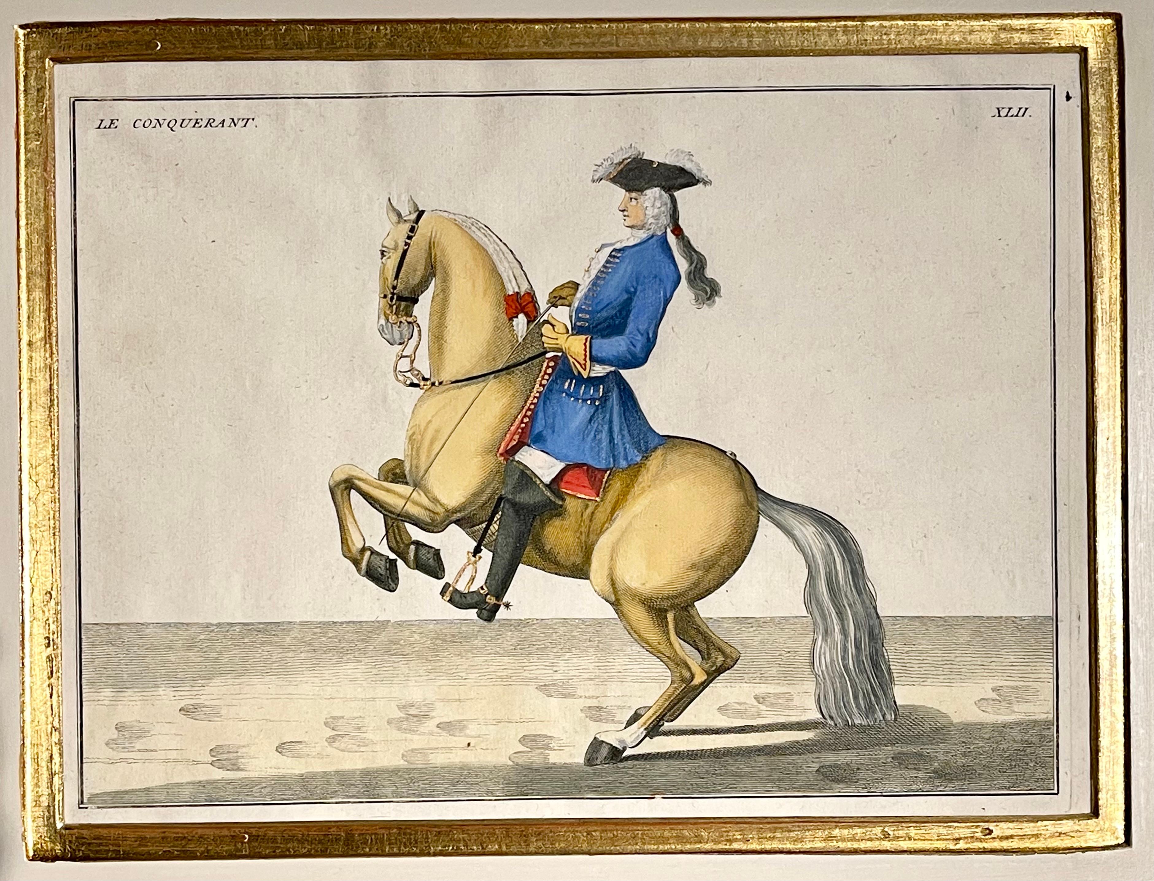 20th Century Four Engravings of Horse Riders Le Sensible, Le Royal, Le Conquerant, Le Ballon