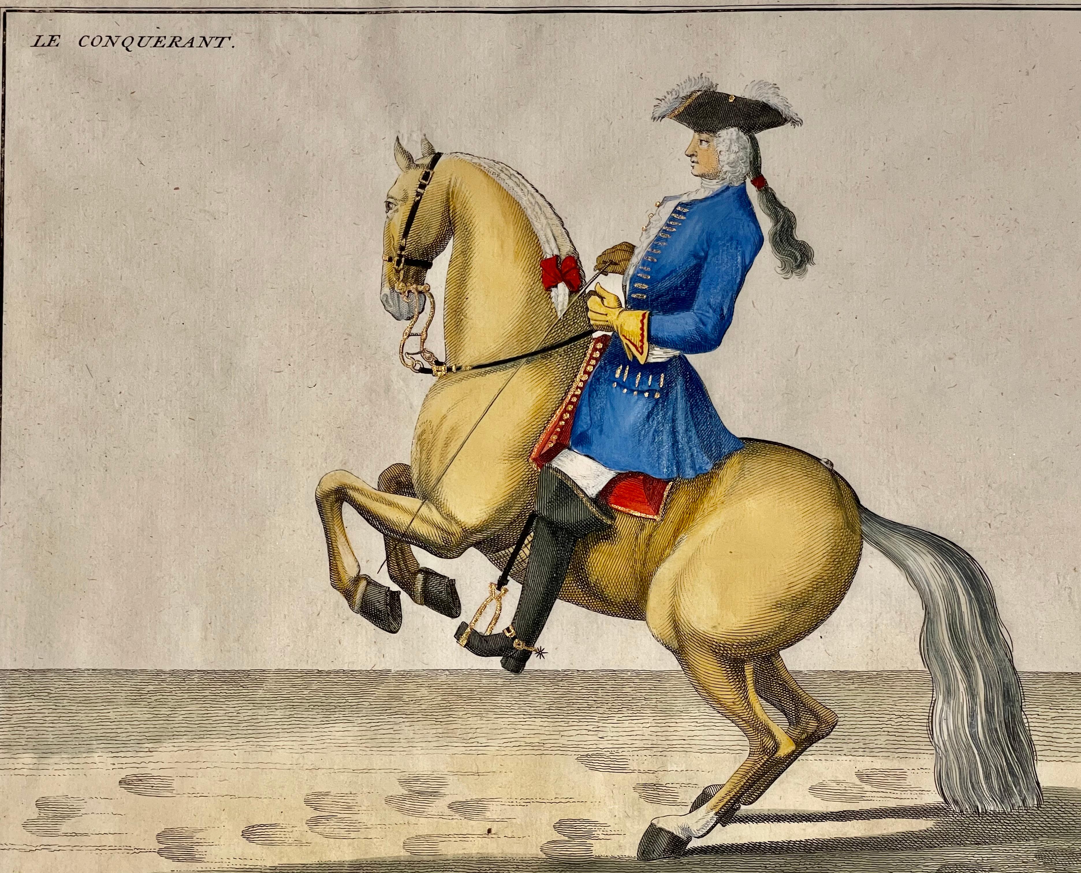 Paper Four Engravings of Horse Riders Le Sensible, Le Royal, Le Conquerant, Le Ballon