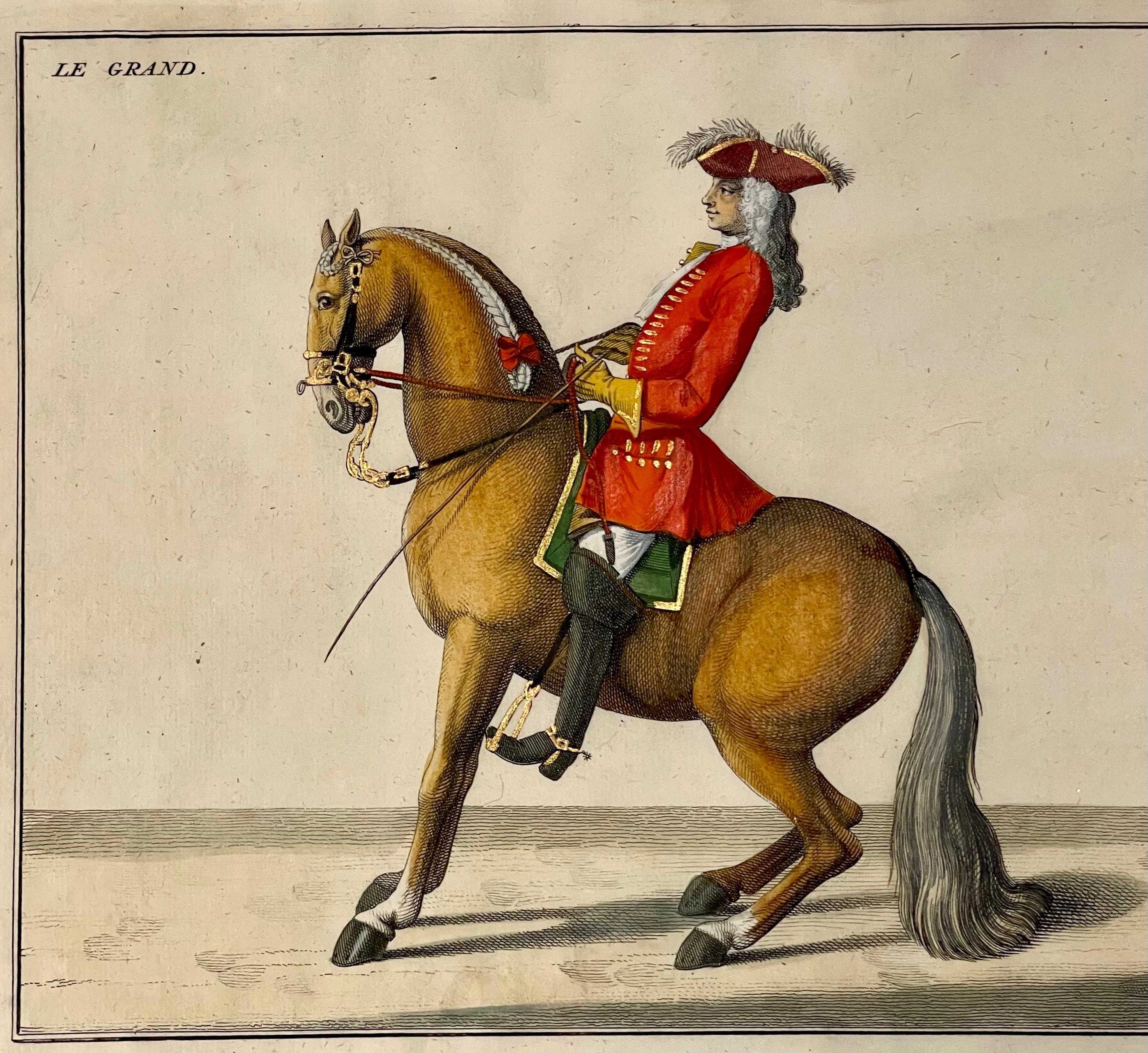 20th Century Four Engravings of Horse Riders Le Soldat, Le Grand, Le Diligent, L' Enjoue