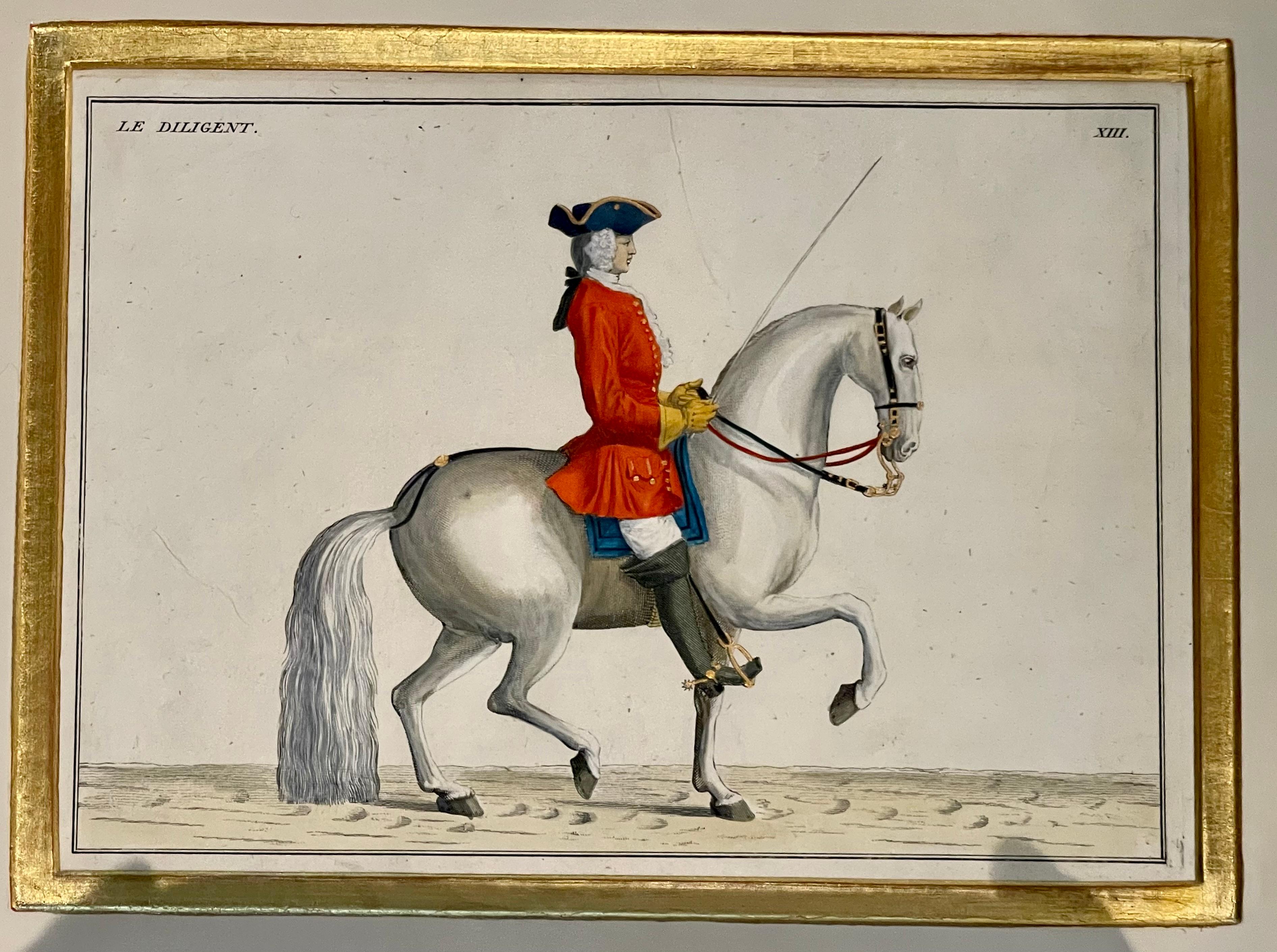 Four Engravings of Horse Riders Le Soldat, Le Grand, Le Diligent, L' Enjoue 2
