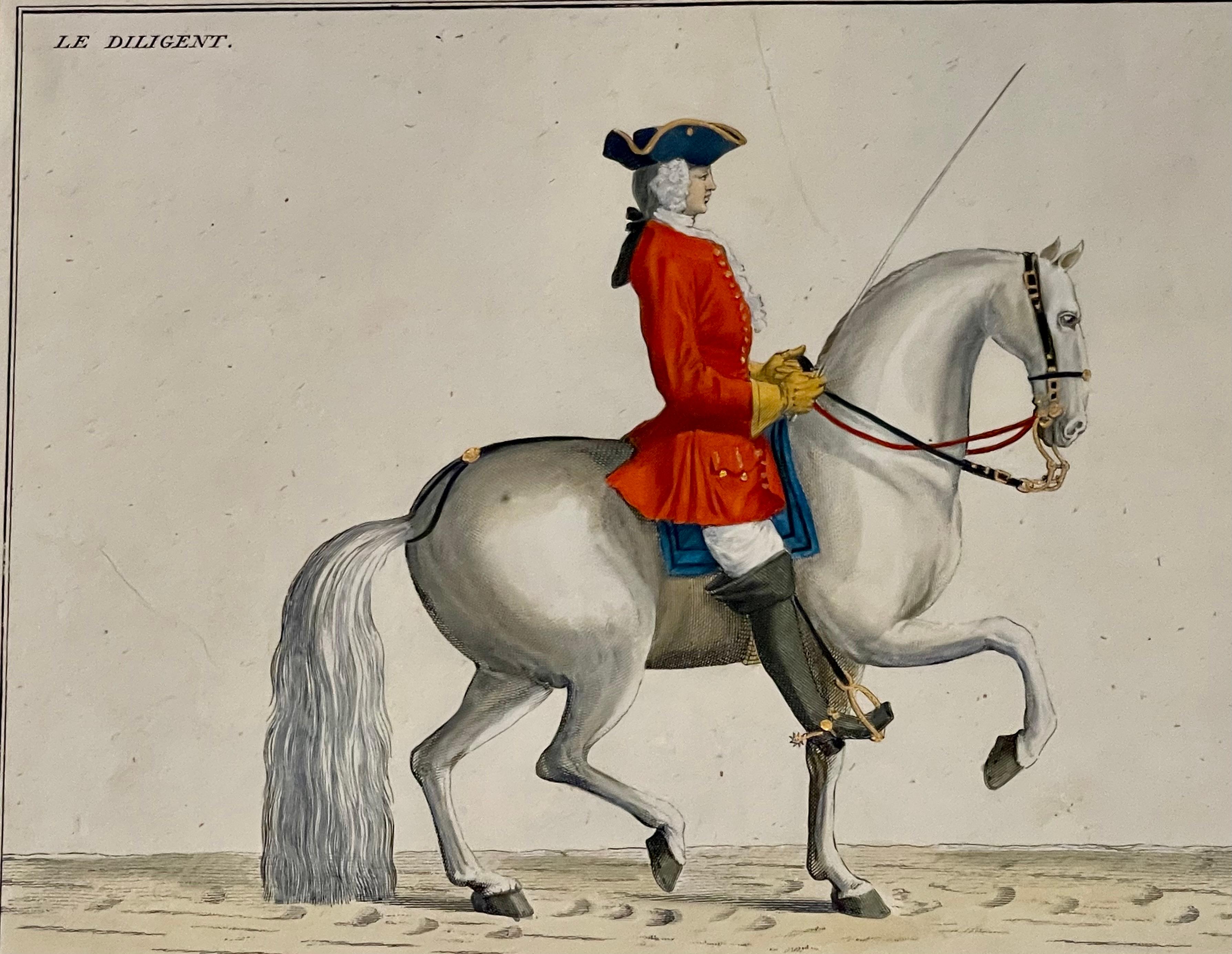 Four Engravings of Horse Riders Le Soldat, Le Grand, Le Diligent, L' Enjoue 3