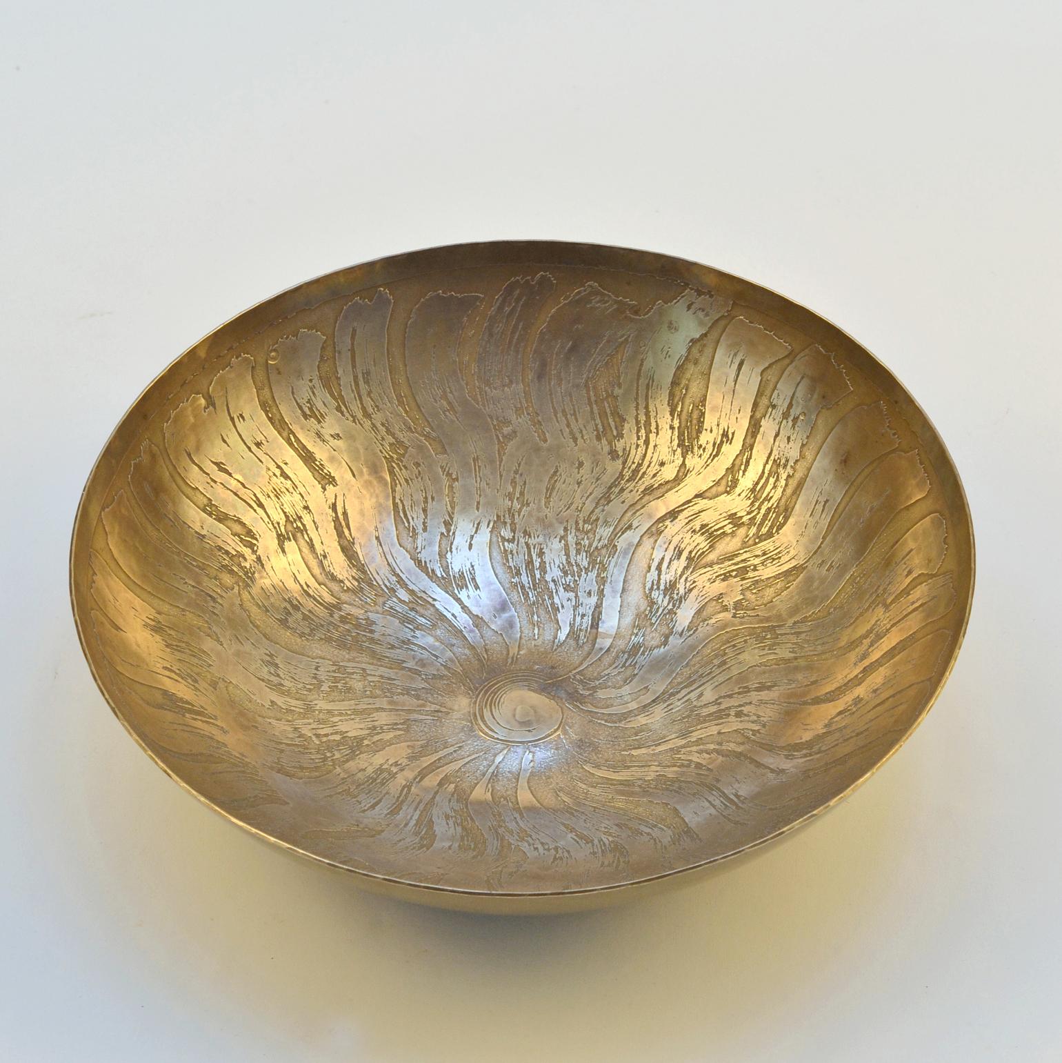 Mid-Century Modern Etched Bronze Bowls by Michael Harjes Metallkunst For Sale