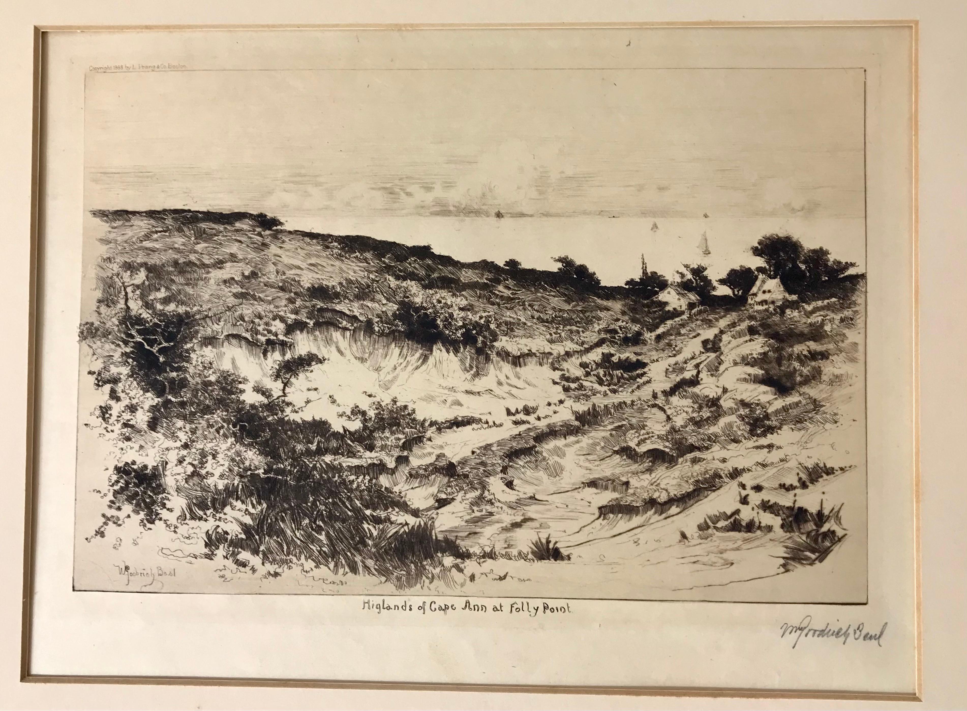 4 Etchings by WG Beal, Marblehead, Rock Port, Folly Point & Annisquam, 1880's MA For Sale 4