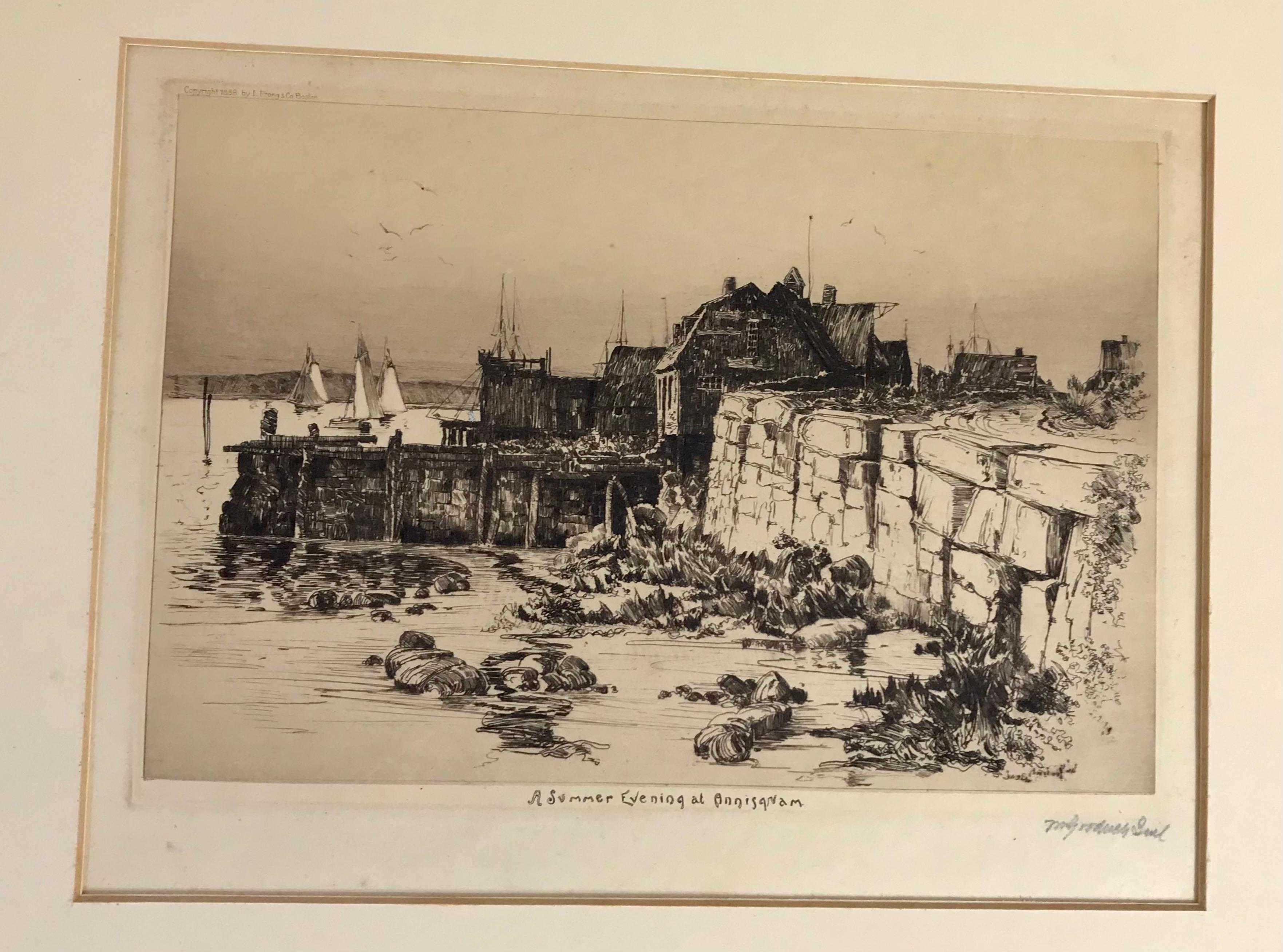 Set of four etchings by American artist William Goodrich Beal, circa 1880s. Scenic Massachusetts coastal towns and beaches. All signed in pencil, lower right corner.

American Artist William Goodrich Beal of Waltham MA is believed to have been