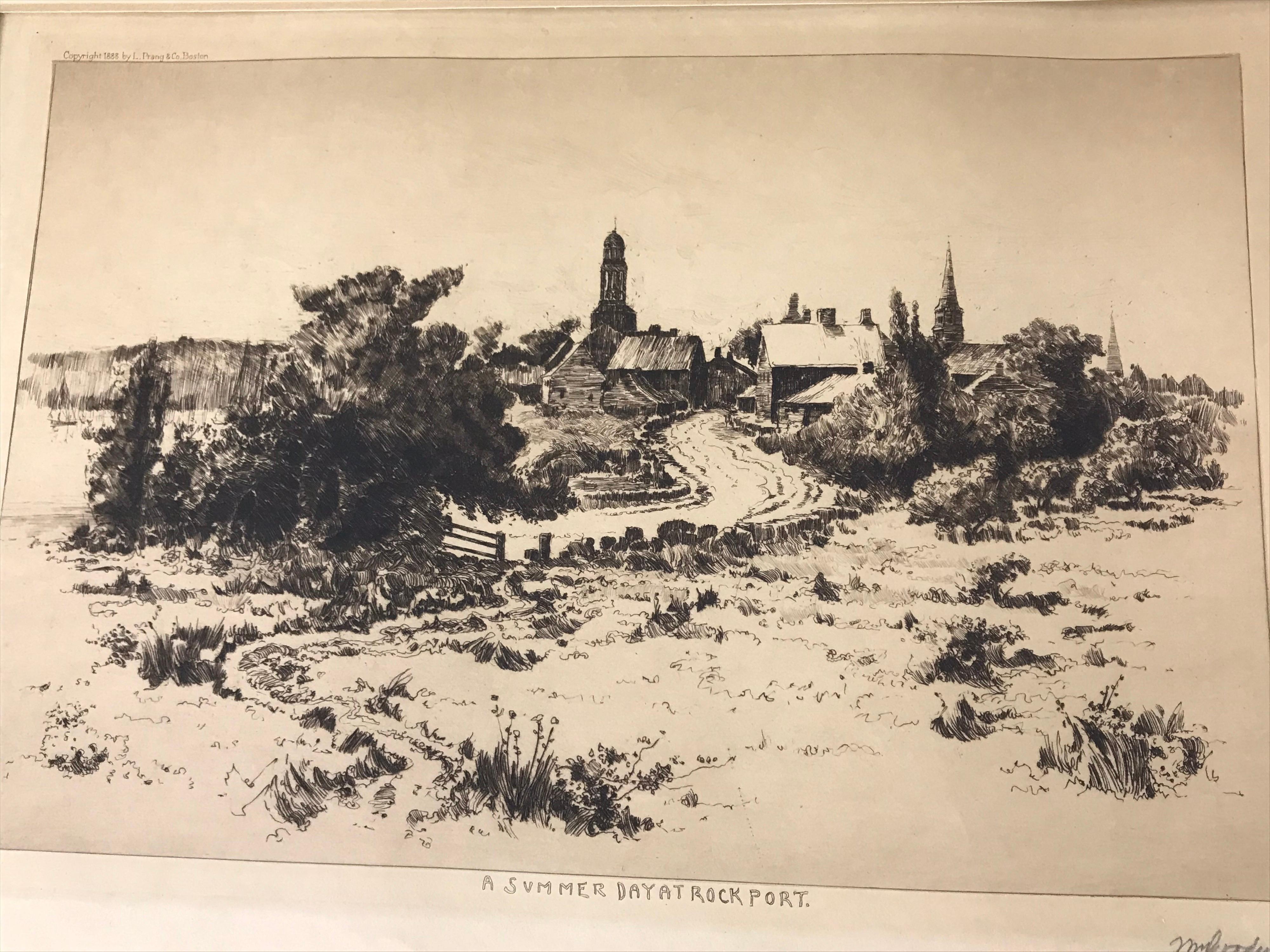 4 Etchings by WG Beal, Marblehead, Rock Port, Folly Point & Annisquam, 1880's MA For Sale 1