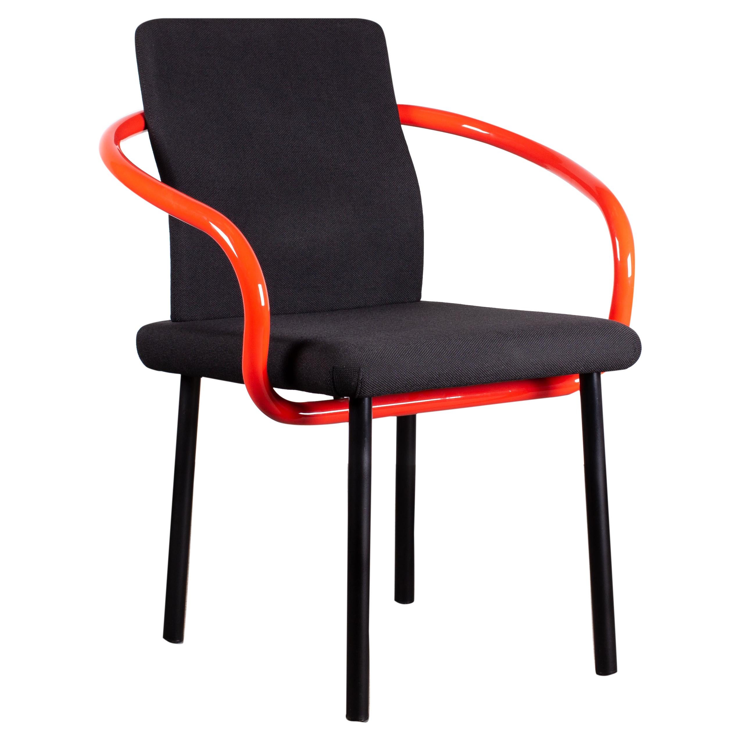 Four Ettore Sottsass Mandarin Chairs for Knoll in Red & Black