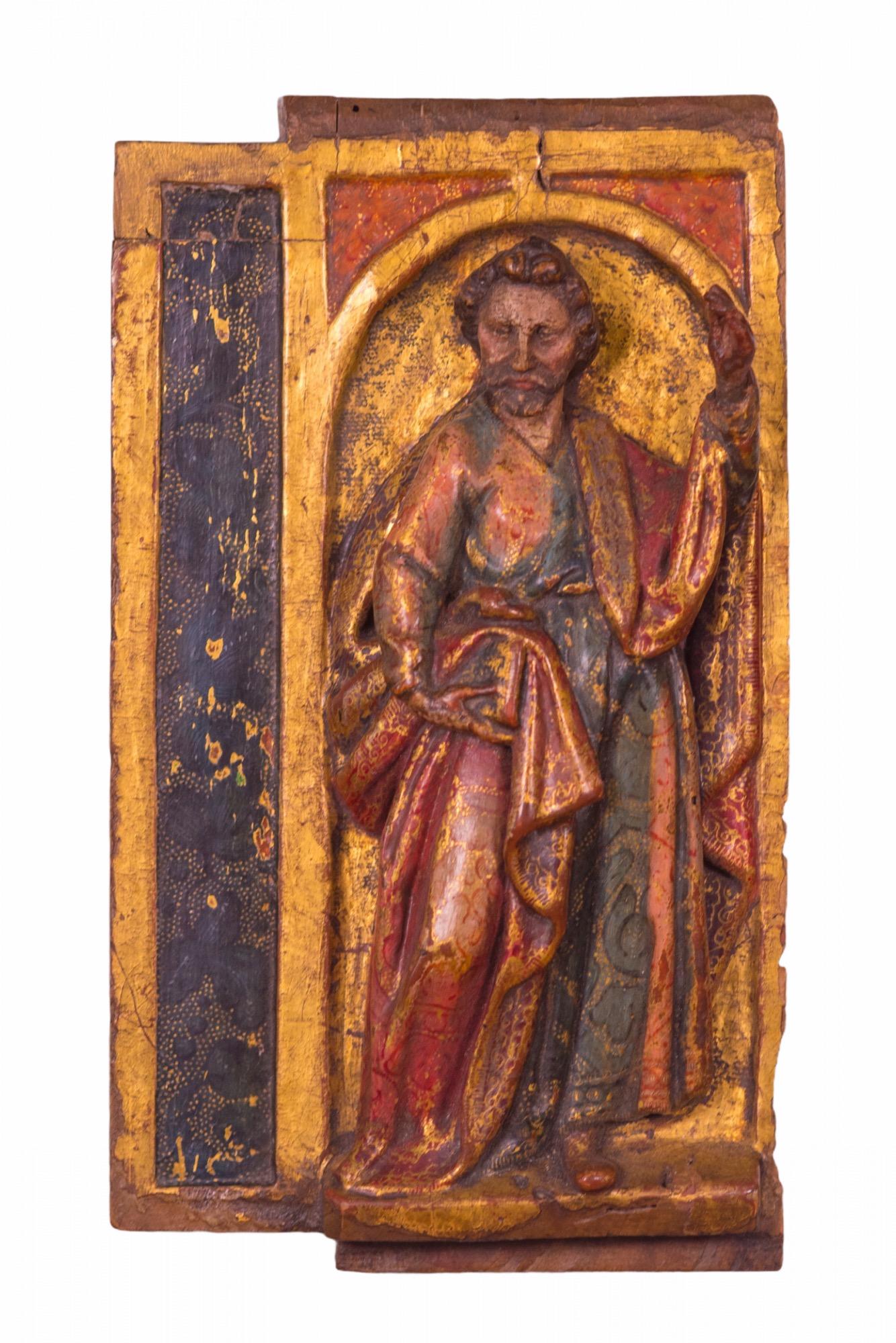 18th Century and Earlier Four Evangelists, 12th Century, Gold Gilded and Polychromed Carved-Wood Purcha For Sale