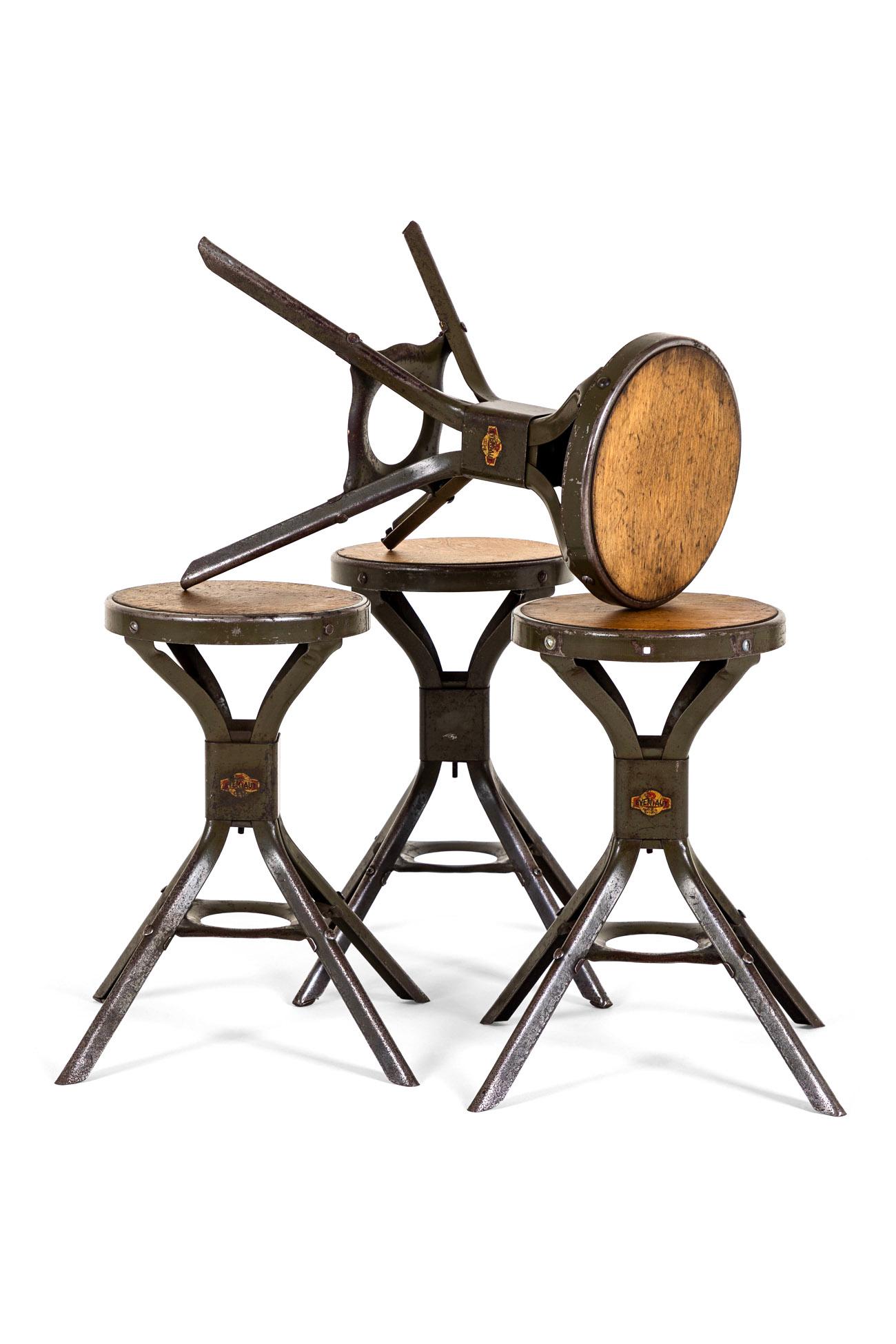20th Century Four Evertaut Company Industrial Stools For Sale