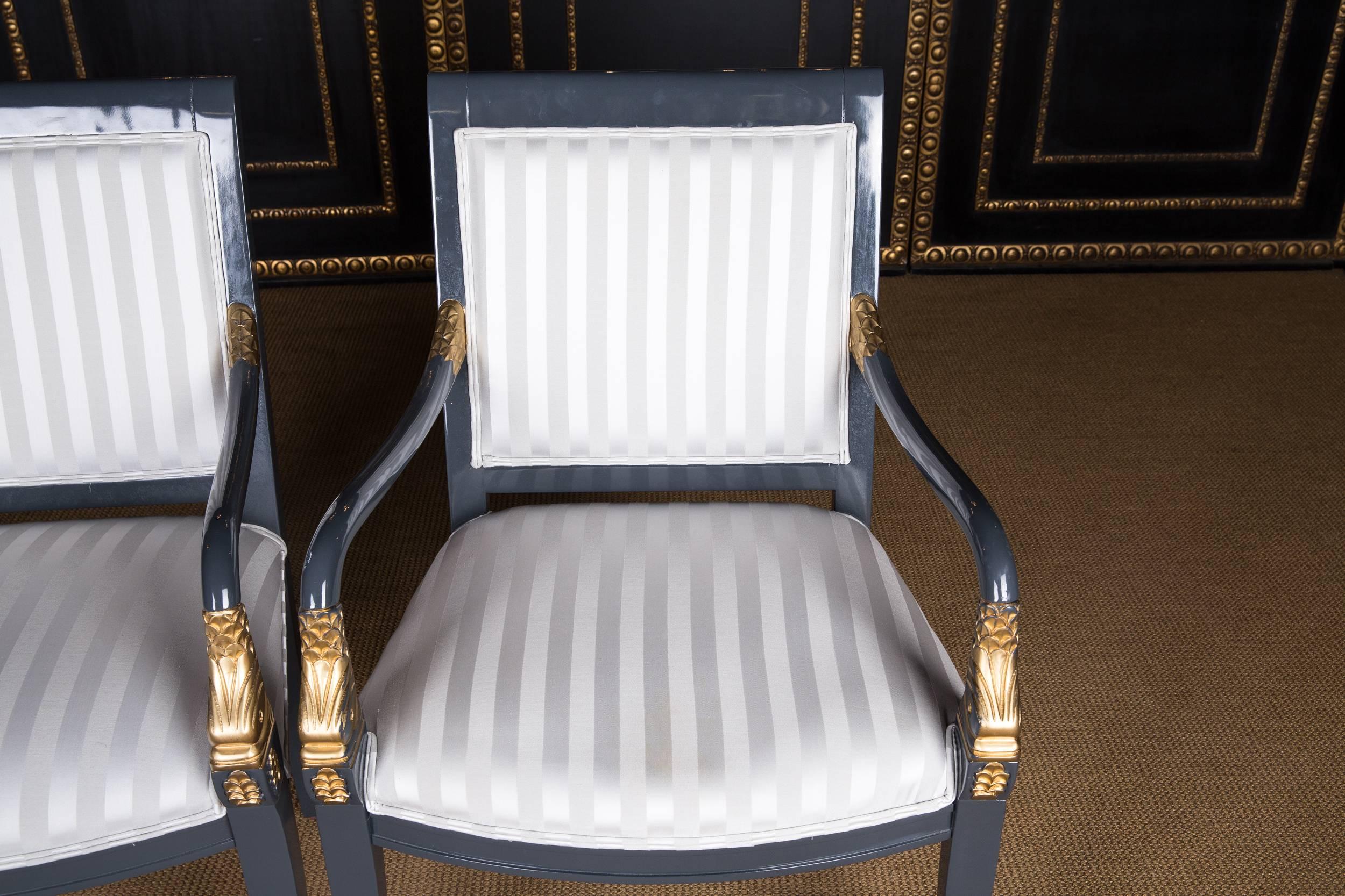 20th Century Four Exclusive Italian Armchairs Decorated with Gold