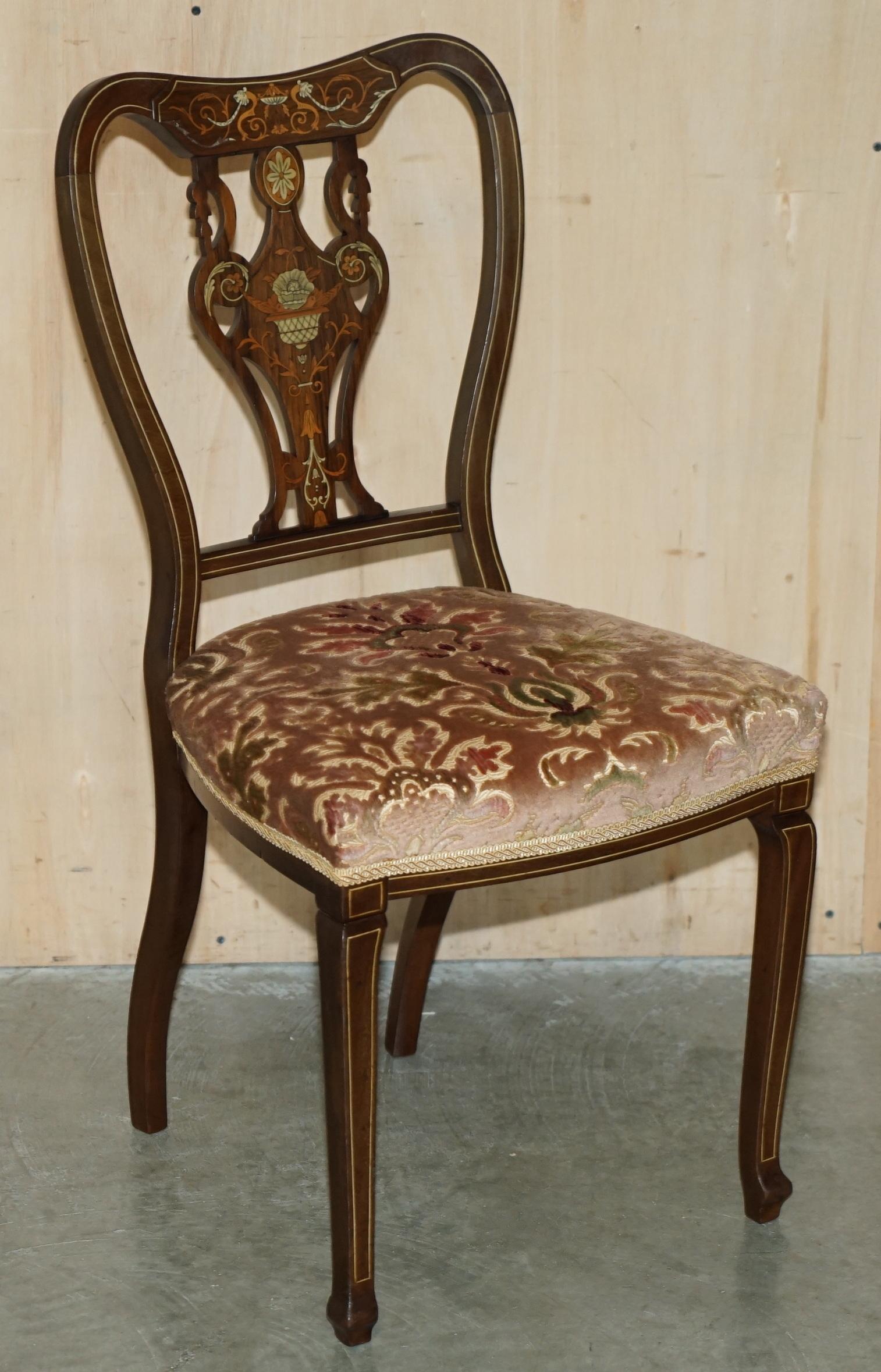 FOUR EXQUISITE ANTIQUE ViCTORIAN JAS SHOOLBRED RETAILED HARDWOOD DINING CHAIRS For Sale 8