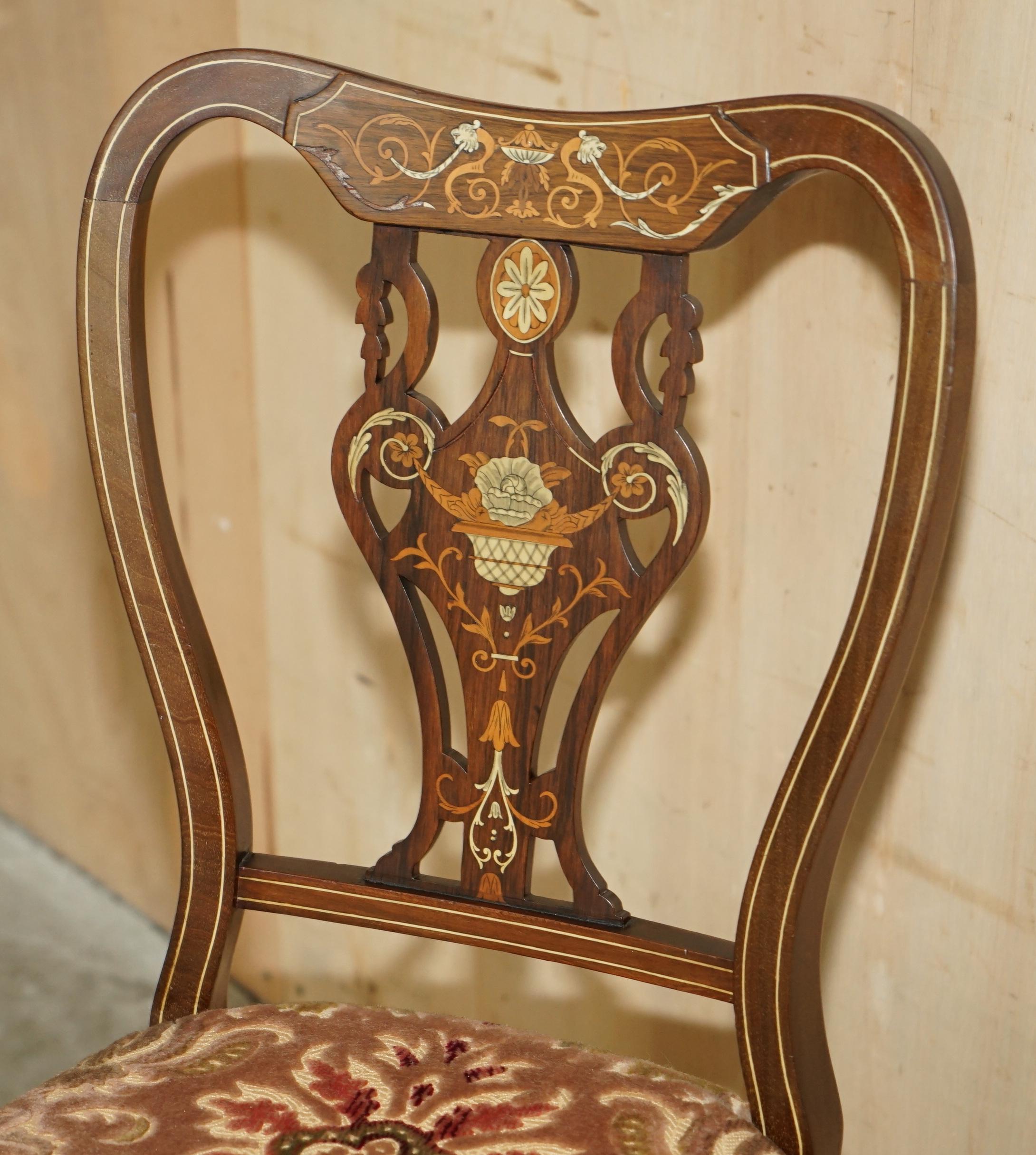 FOUR EXQUISITE ANTIQUE ViCTORIAN JAS SHOOLBRED RETAILED HARDWOOD DINING CHAIRS For Sale 8