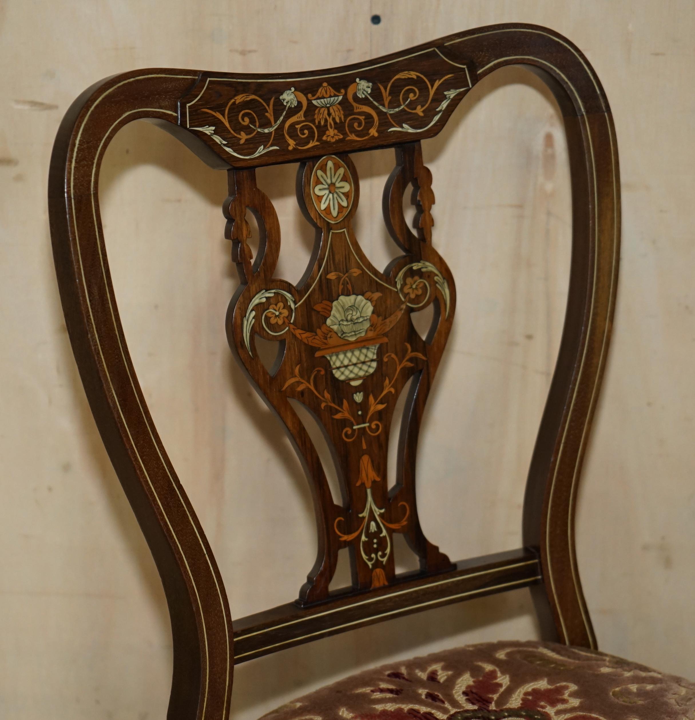 FOUR EXQUISITE ANTIQUE ViCTORIAN JAS SHOOLBRED RETAILED HARDWOOD DINING CHAIRS For Sale 11