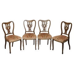FOUR EXQUISITE ANTIQUE ViCTORIAN JAS SHOOLBRED RETAILED HARDWOOD DINING CHAIRS