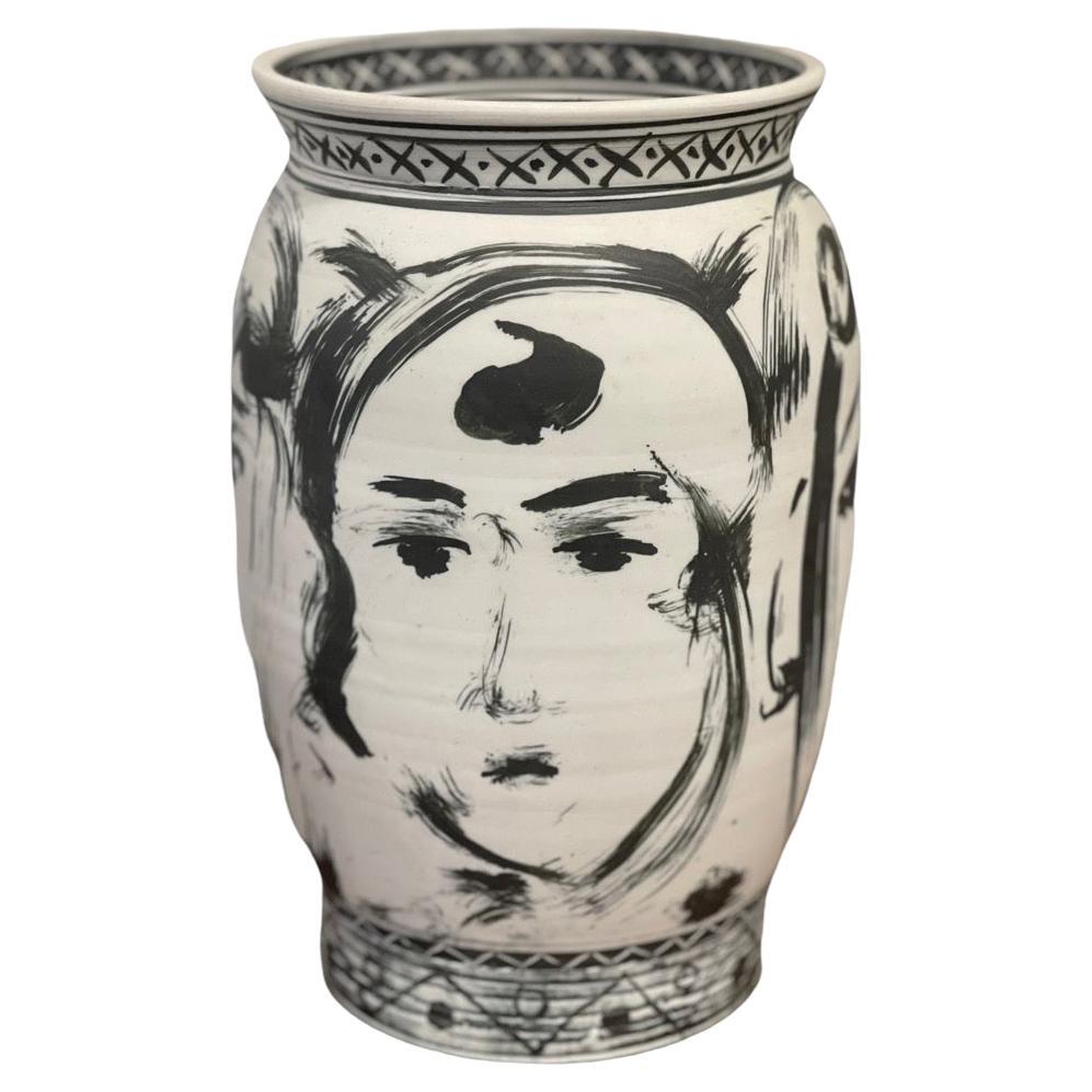 Edward Eberle Four Faces '1993', Porcelain with Terra Sigillata Vase, Signed For Sale