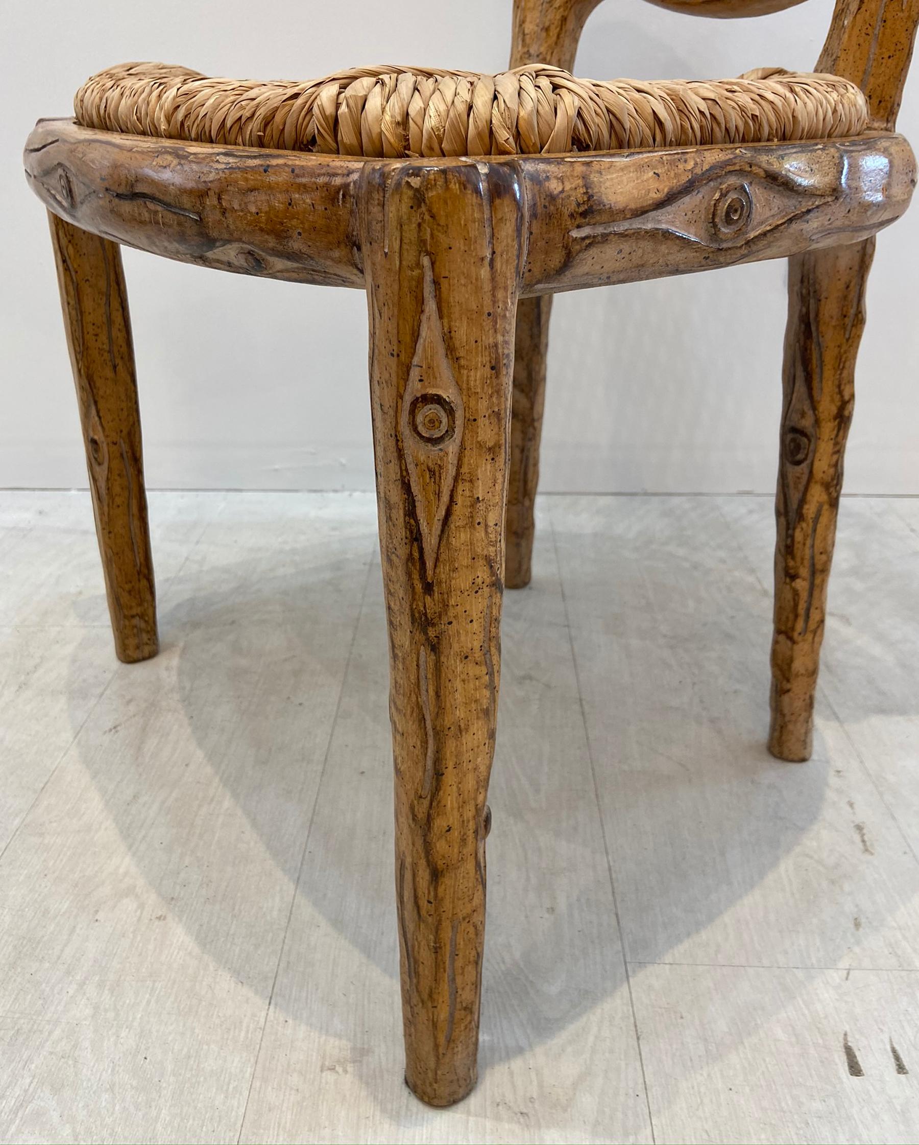 Four Faux Bois Dining Chairs 3