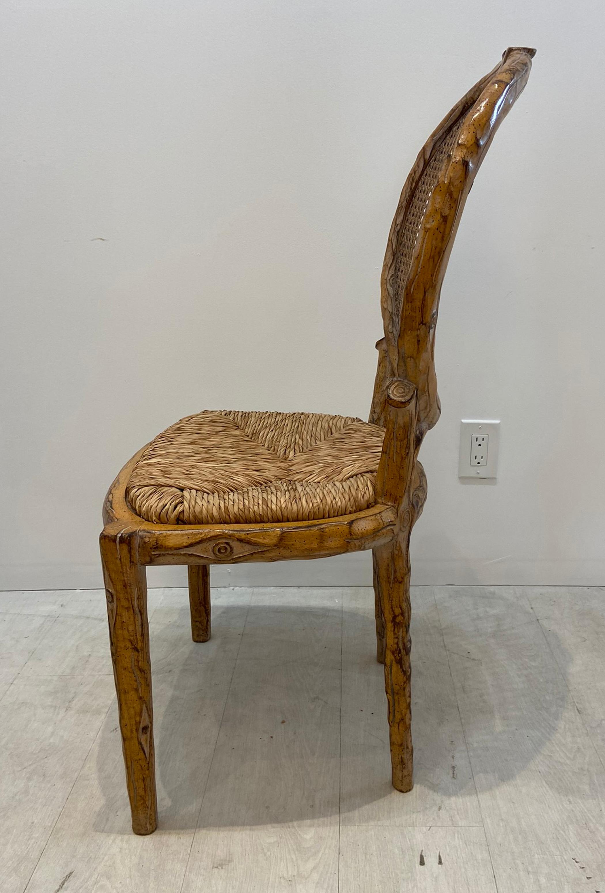 Spanish Four Faux Bois Dining Chairs