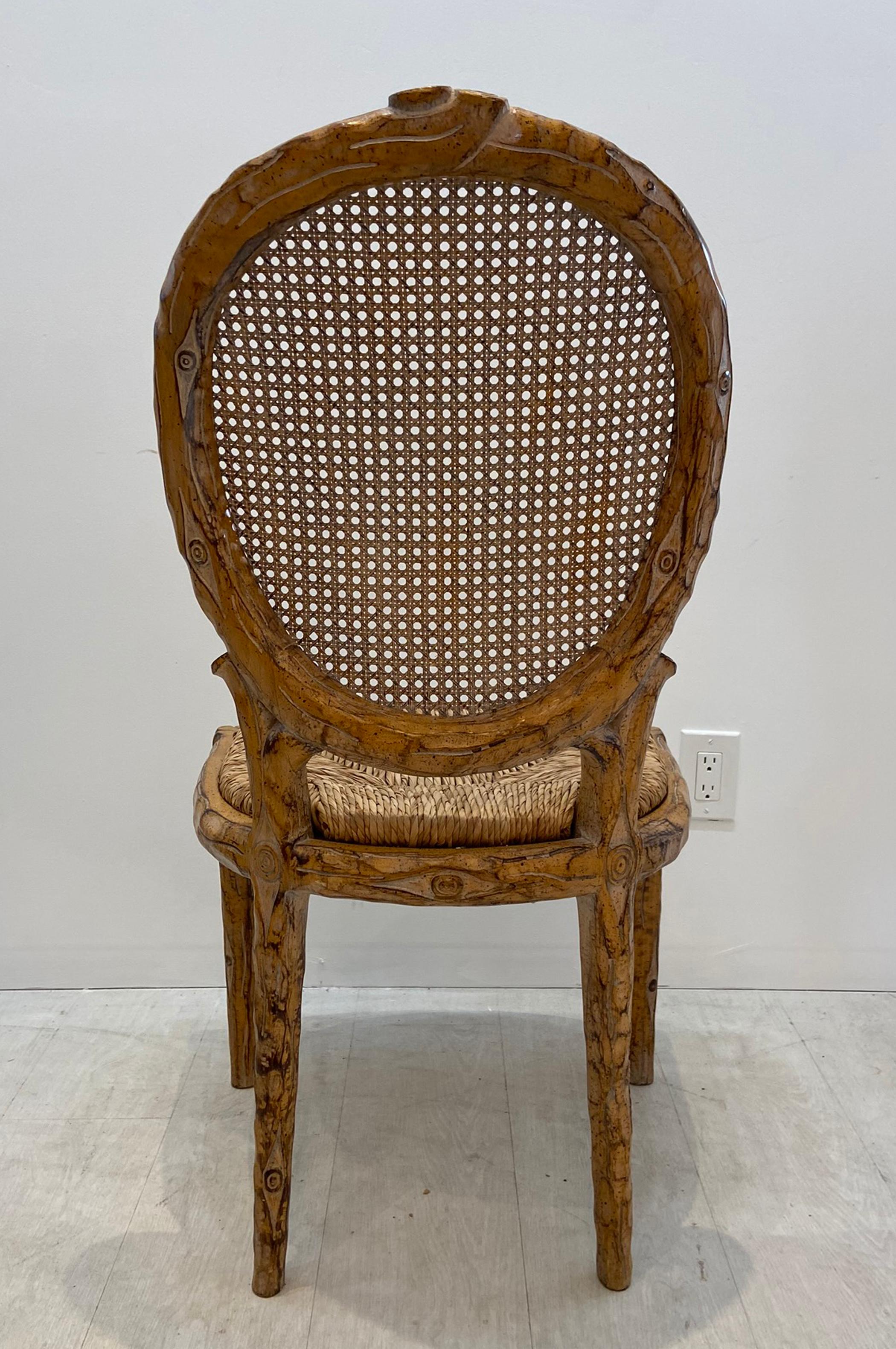 Four Faux Bois Dining Chairs In Good Condition In West Palm Beach, FL