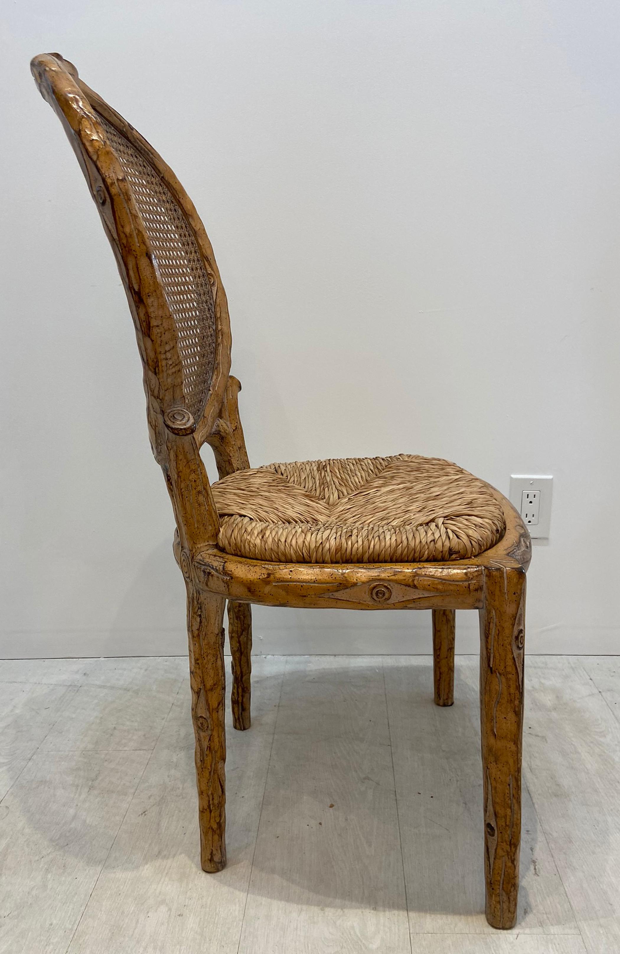 20th Century Four Faux Bois Dining Chairs