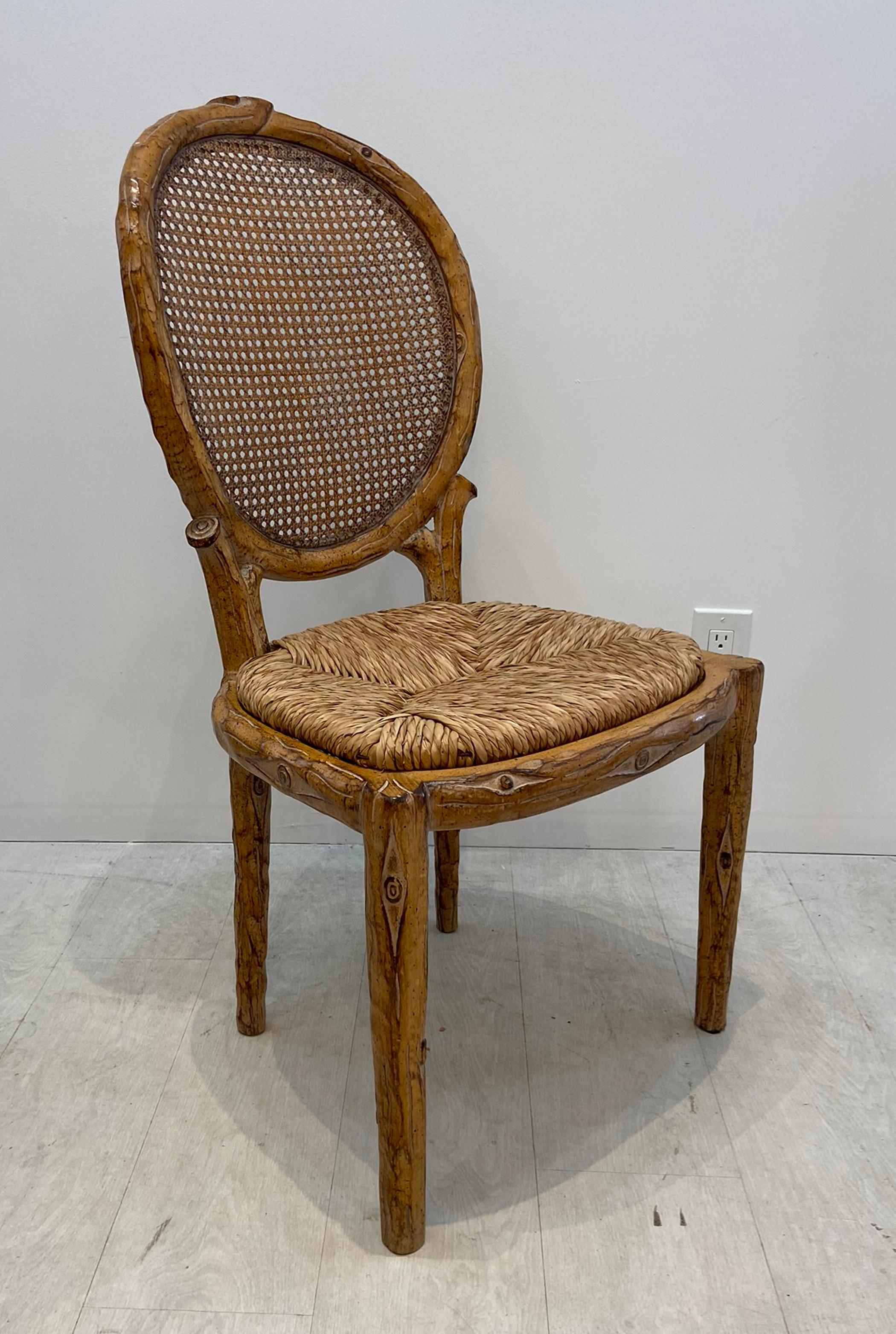 Wood Four Faux Bois Dining Chairs