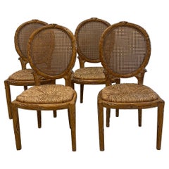 Four Faux Bois Dining Chairs
