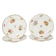 Four Feuillet Floral Dishes Made in France, circa 1850