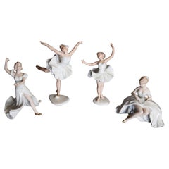 Quatre figures de danseuses de ballet, ballerines, Wallendorf, Allemagne