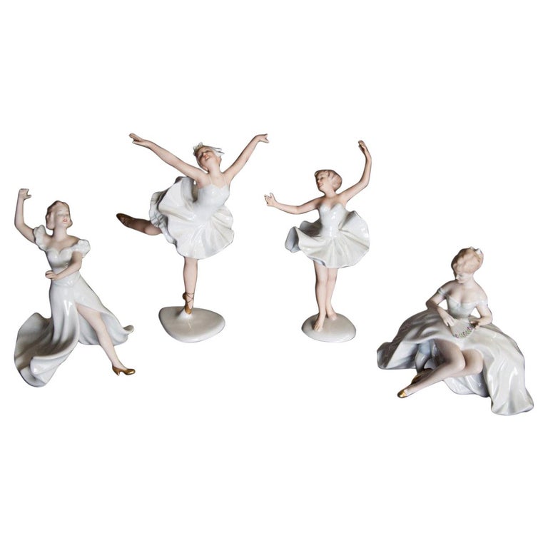 Four Figurines of Ballet Dancers, Ballerinas, Wallendorf, Germany For