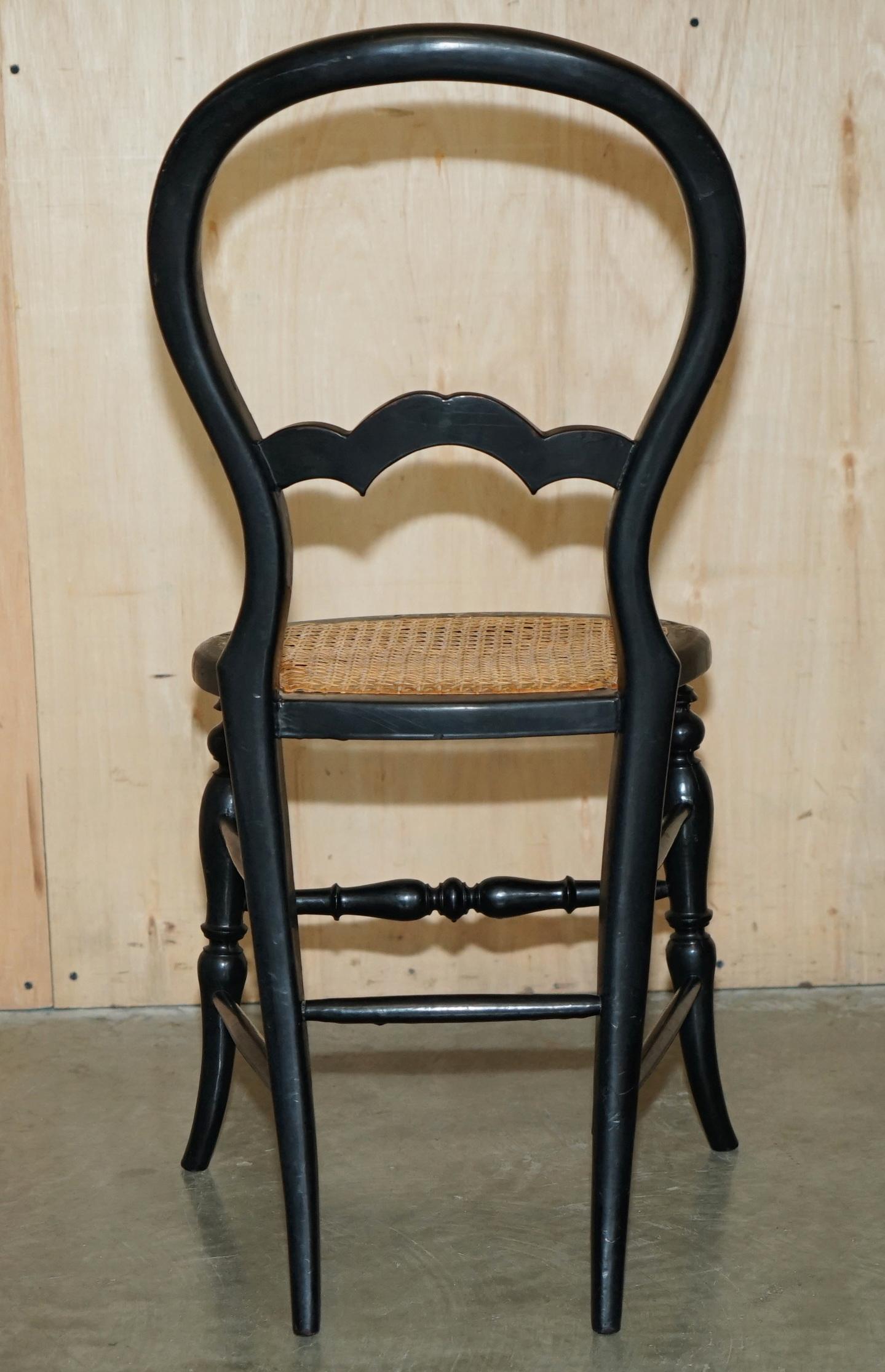 FOUR FINE AND ANTIQUE REGENCY BERGERE MOTHER OF PEARL EBONISED SIDE CHAIRs For Sale 6
