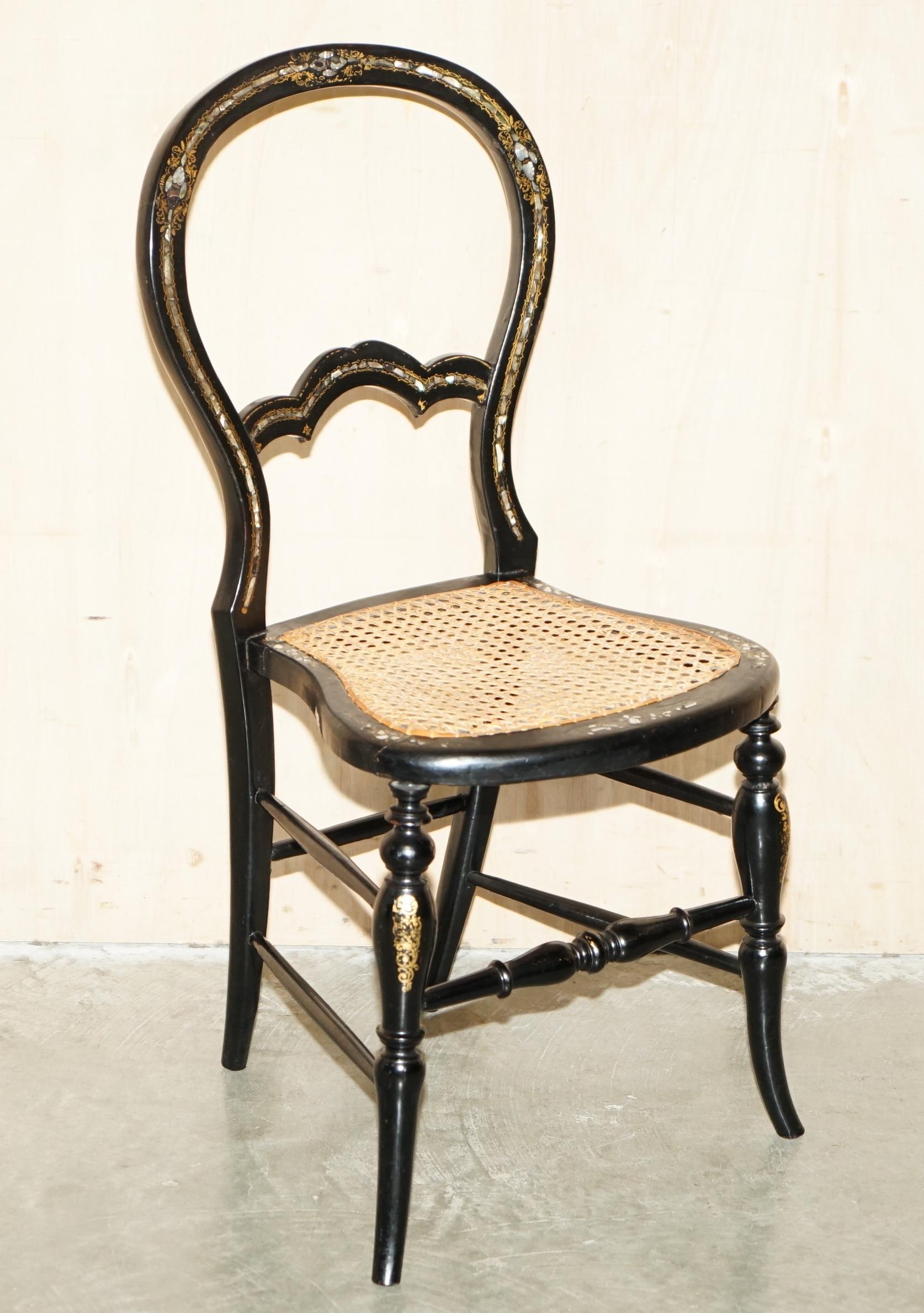 Royal House Antiques

Royal House Antiques is delighted to offer for sale this lovely suite of four original circa 1810-1820 Regency bergere ebonised with mother of pearl inlay side chairs

Please note the delivery fee listed is just a guide, it