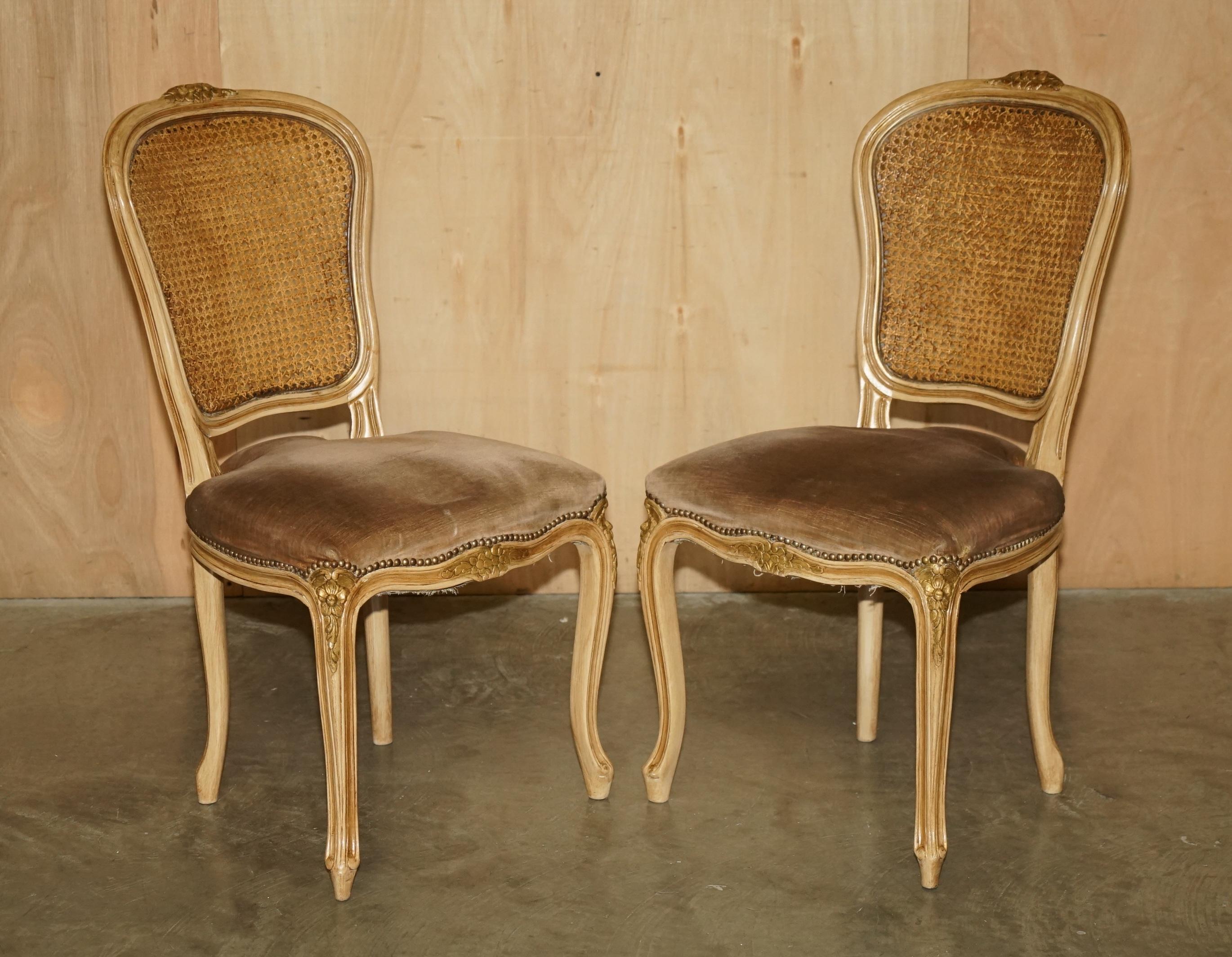 Royal House Antiques

Royal House Antiques is delighted to offer for sale this stunning suite of four antique circa 1870 French Bergere dining chairs with hand painted finish and period velour upholstery 

Please note the delivery fee listed is just