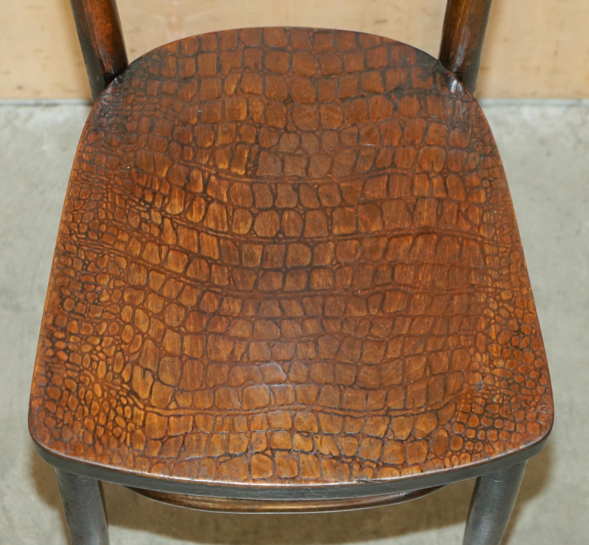 FOUR FiNE ANTIQUE THONET CROCODILE ALLIGATOR CARVED WOOD PATINA DINING CHAIRS 4 For Sale 4