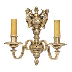 Four Fine Quality French Silvered Bronze Two-Light Sconces