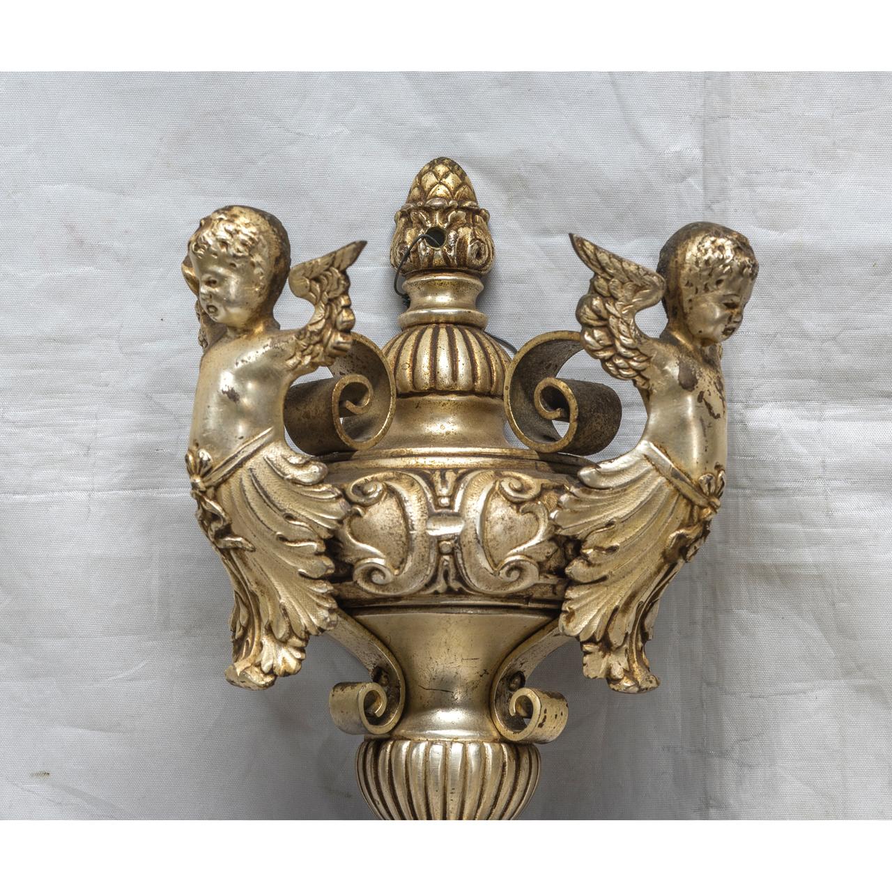 19th Century Four Fine Quality French Silvered Bronze Two-Light Sconces For Sale