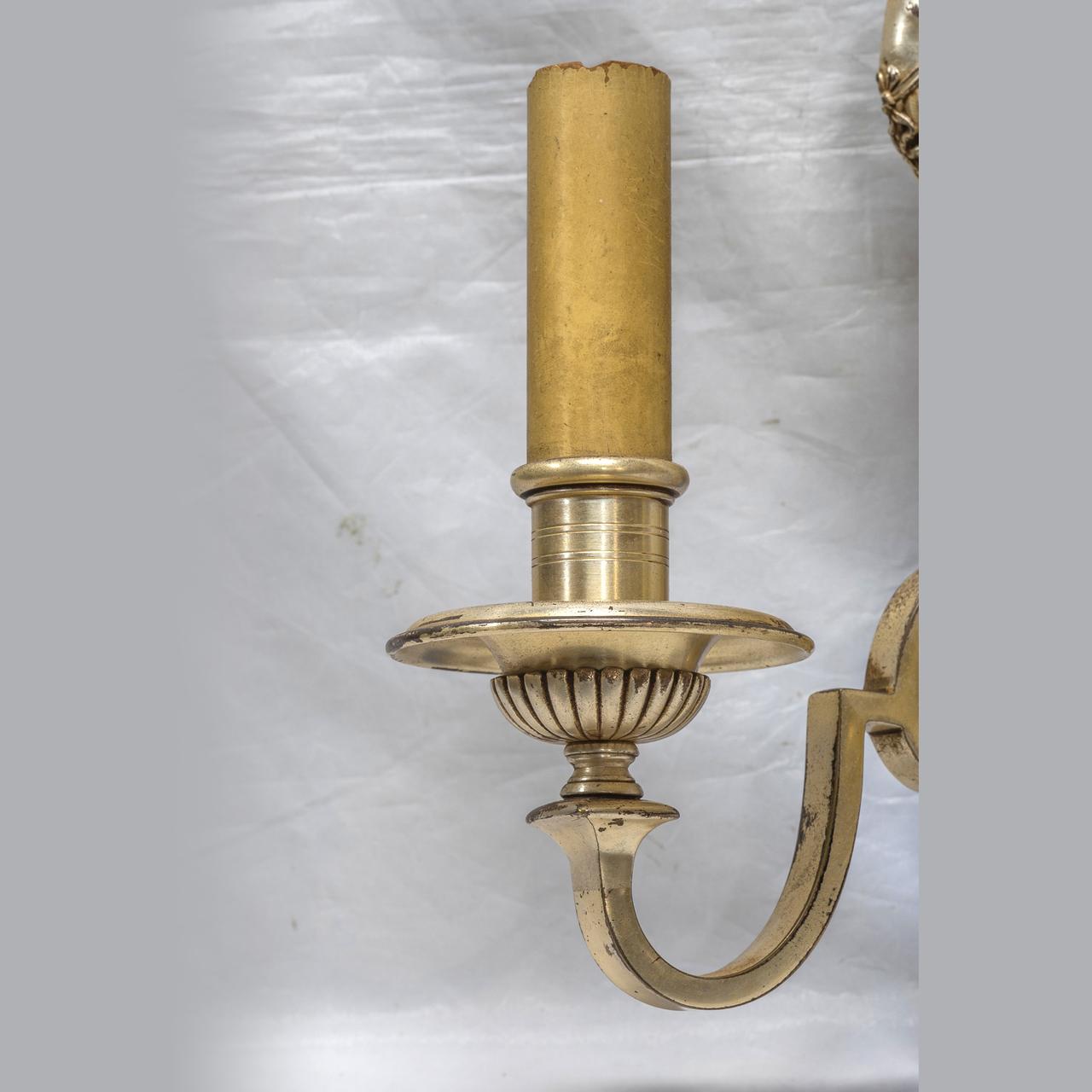 Four Fine Quality French Silvered Bronze Two-Light Sconces For Sale 1