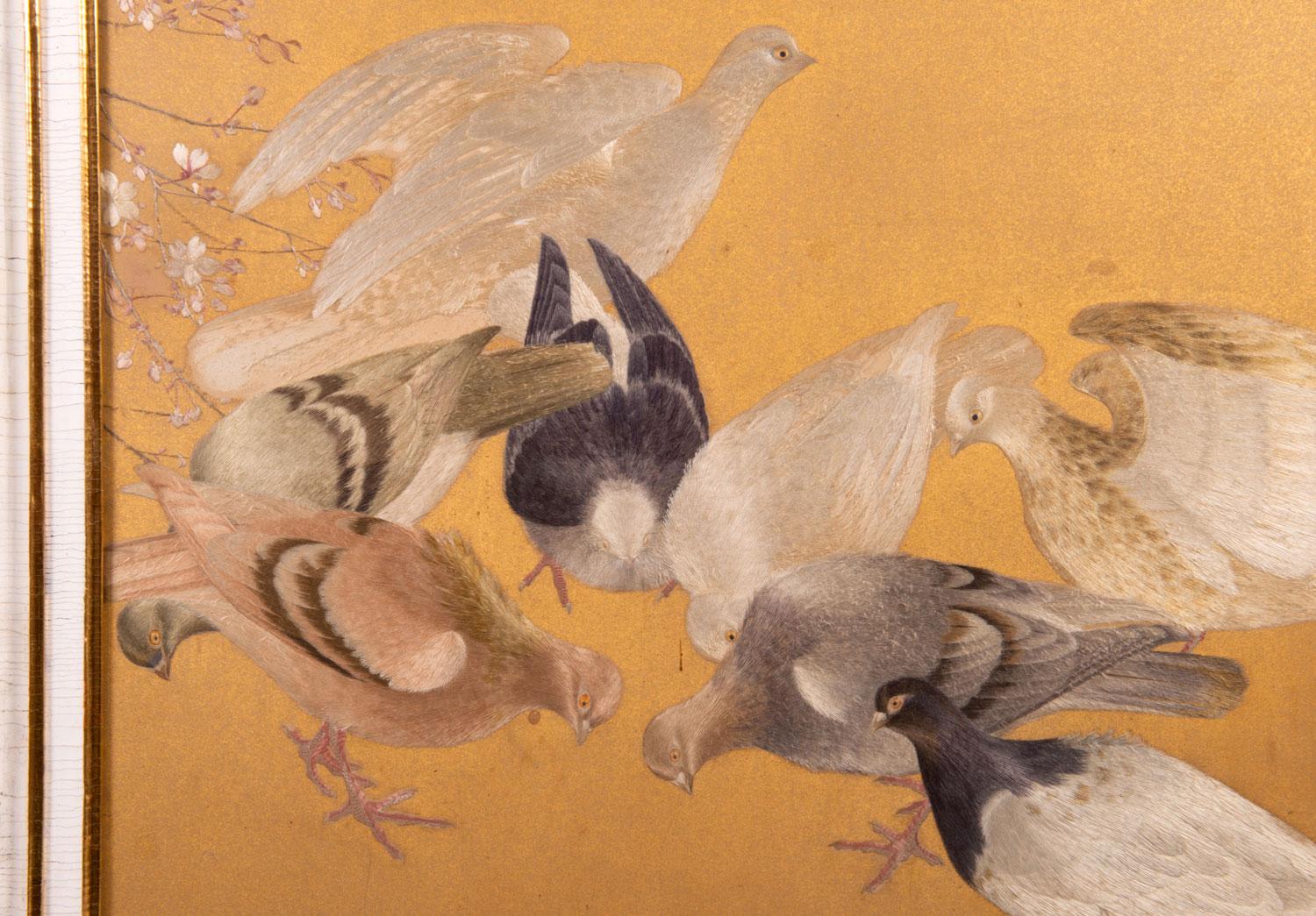 Four Fine Quality Japanese Silkwork Panels, Meiji Period 1860-1912 4