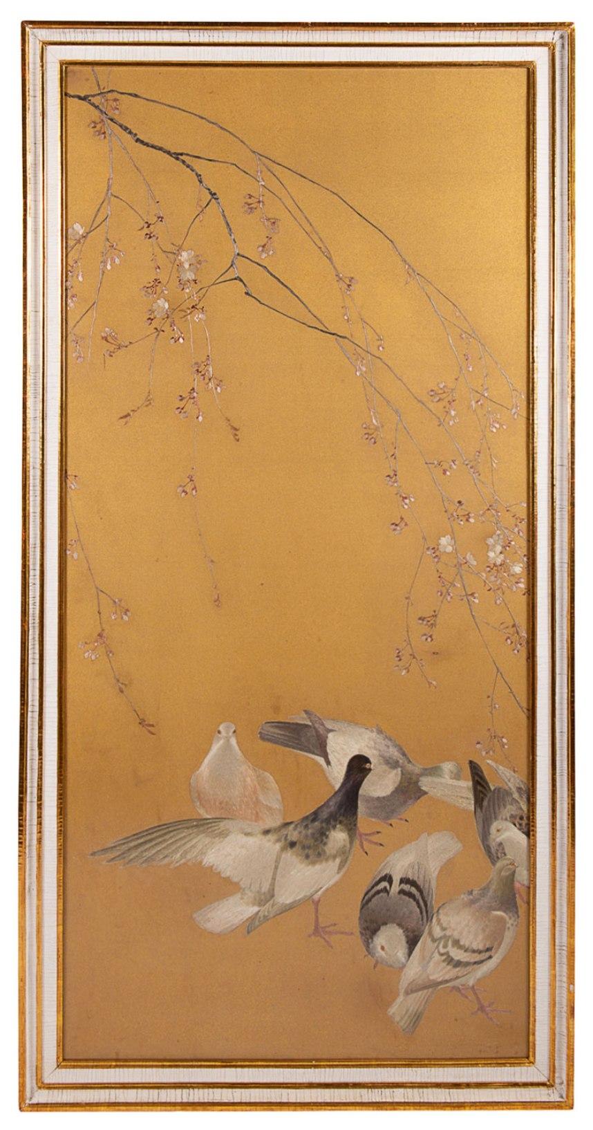 Four Fine Quality Japanese Silkwork Panels, Meiji Period 1860-1912 In Good Condition In Brighton, Sussex