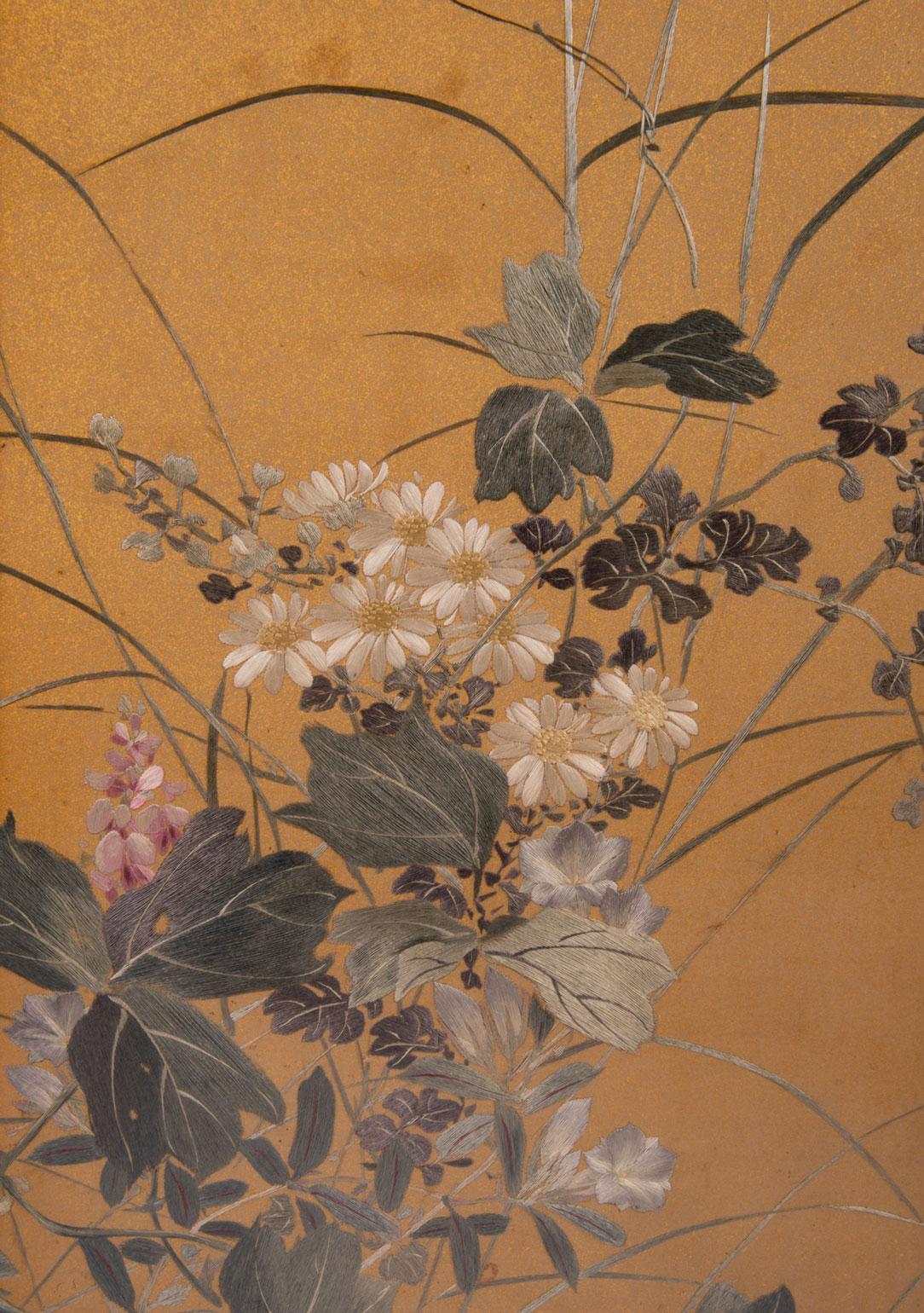 Four Fine Quality Japanese Silkwork Panels, Meiji Period 1860-1912 2