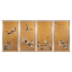 Four Fine Quality Japanese Silkwork Panels, Meiji Period 1860-1912