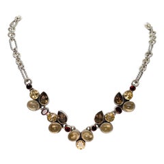 Four Flavor Stone Vintage Sterling Silver Necklace