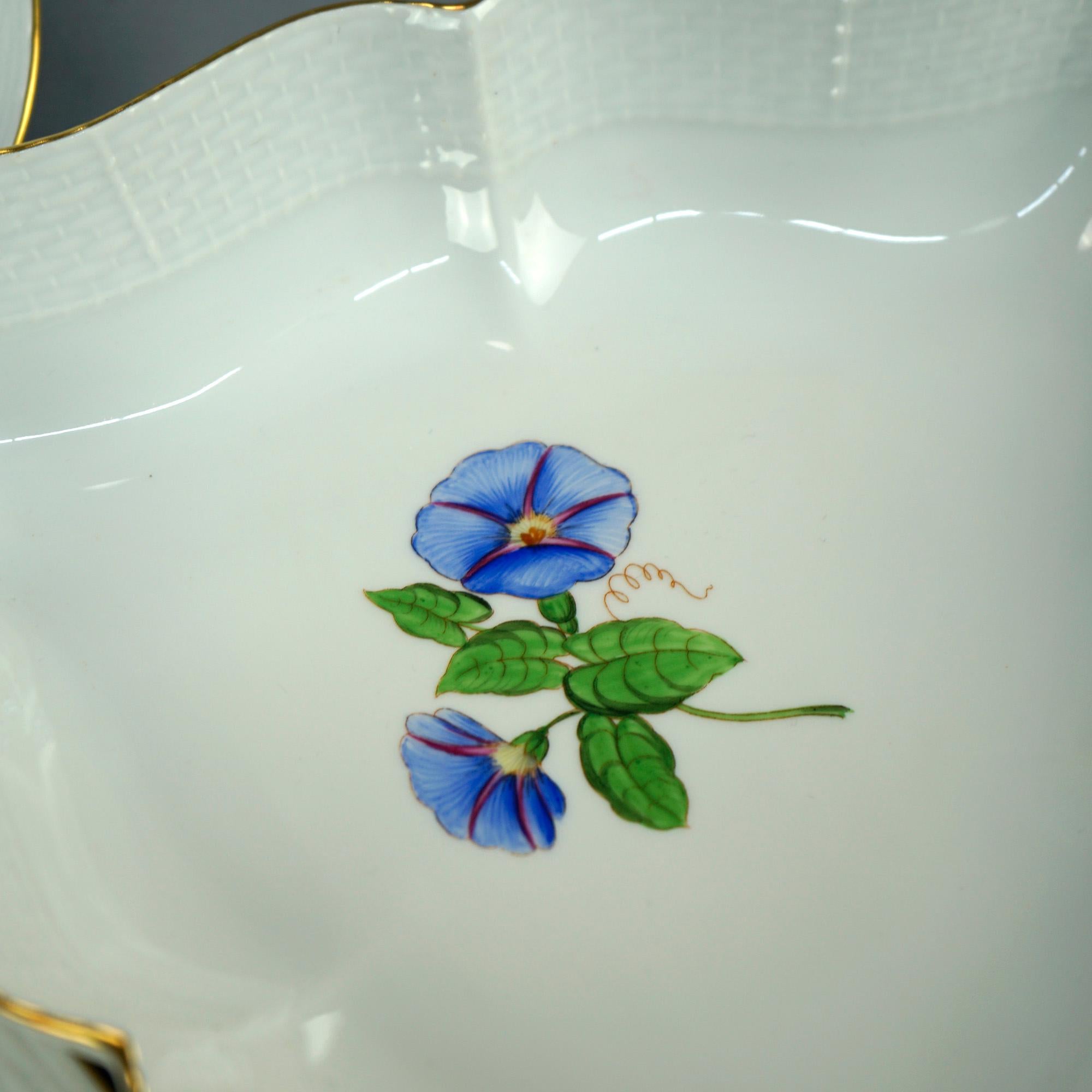 Four Floral Decorated Herend Porcelain Serving Pieces, 20th C 4